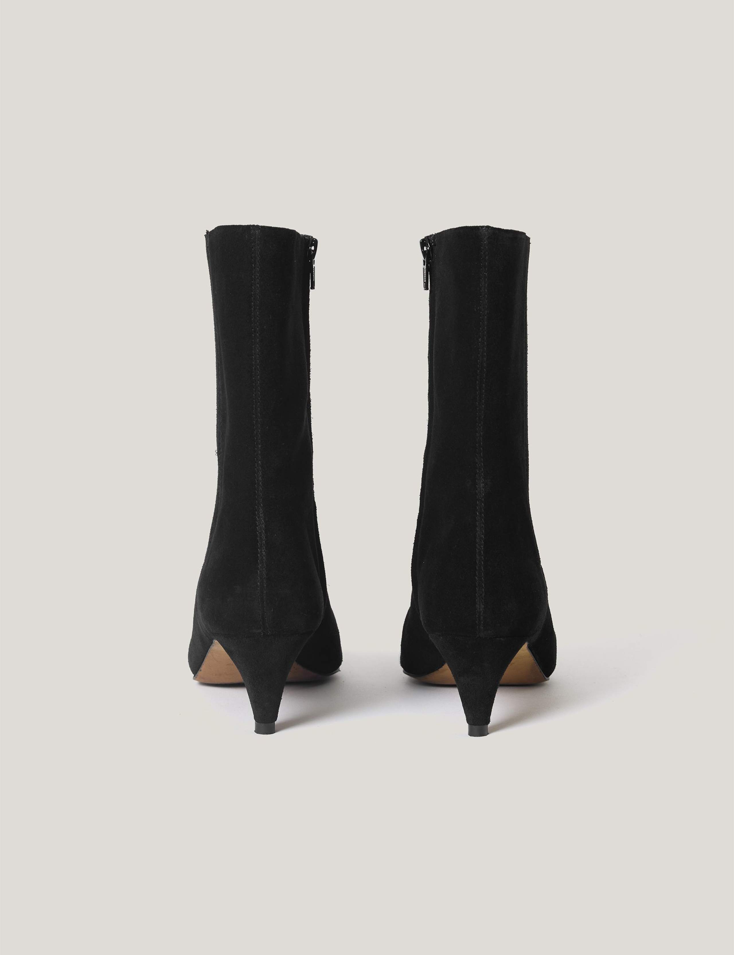 Suede Kitten Heel Chisel Toe Ankle Boots 4 of 4