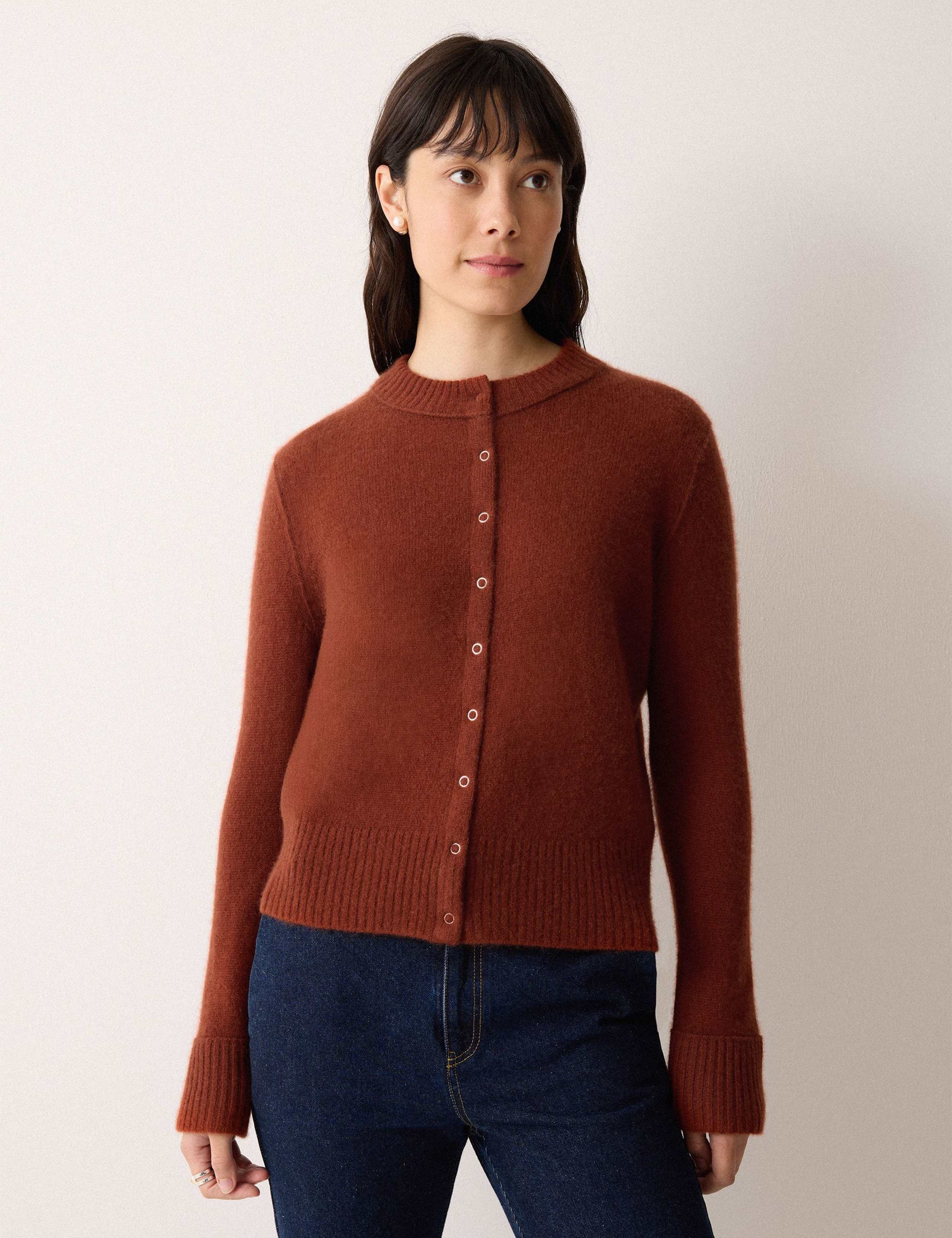 Pure Cashmere Crew Neck Cardigan 1 of 5