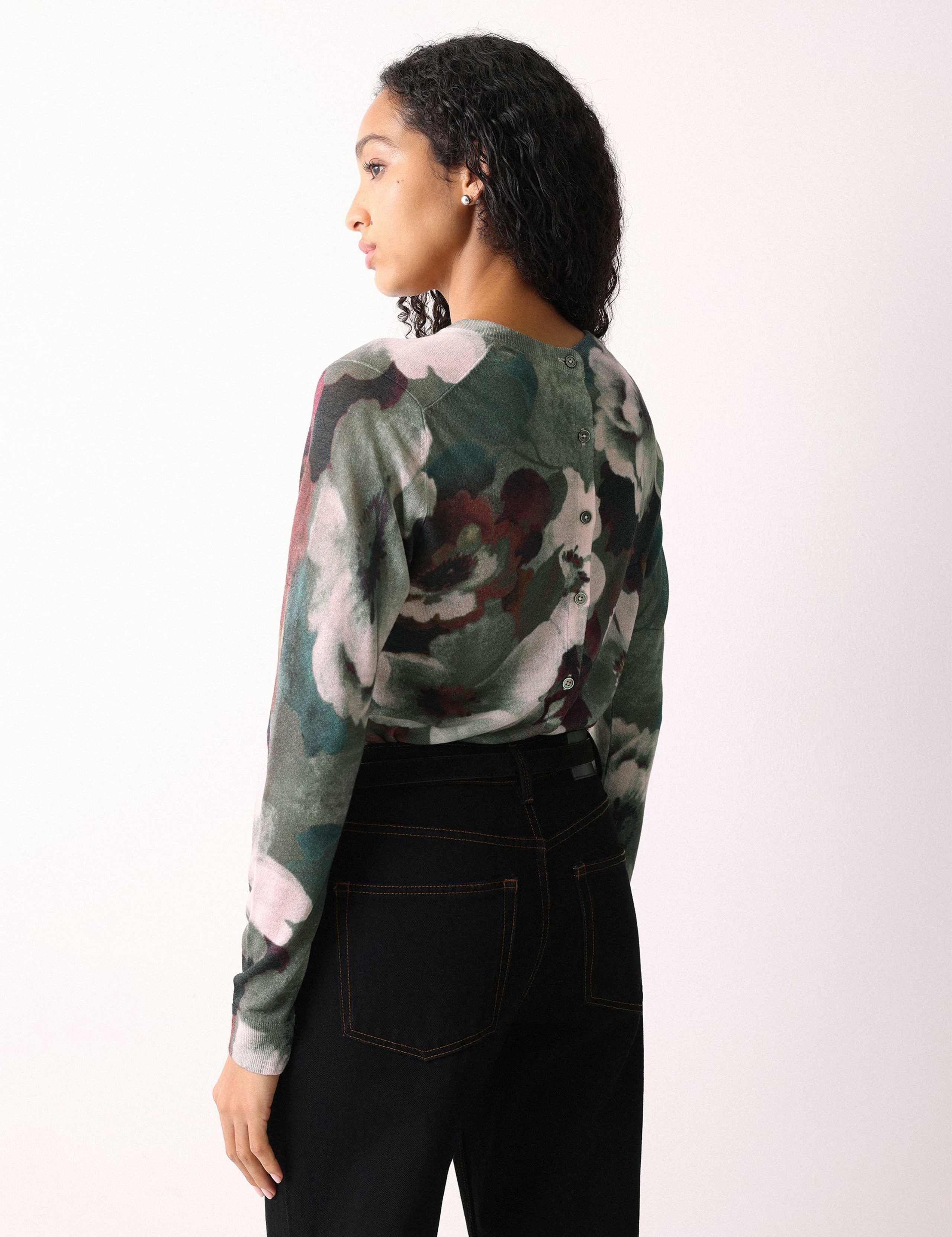 Floral Button Detail Jumper with Linen 4 of 5