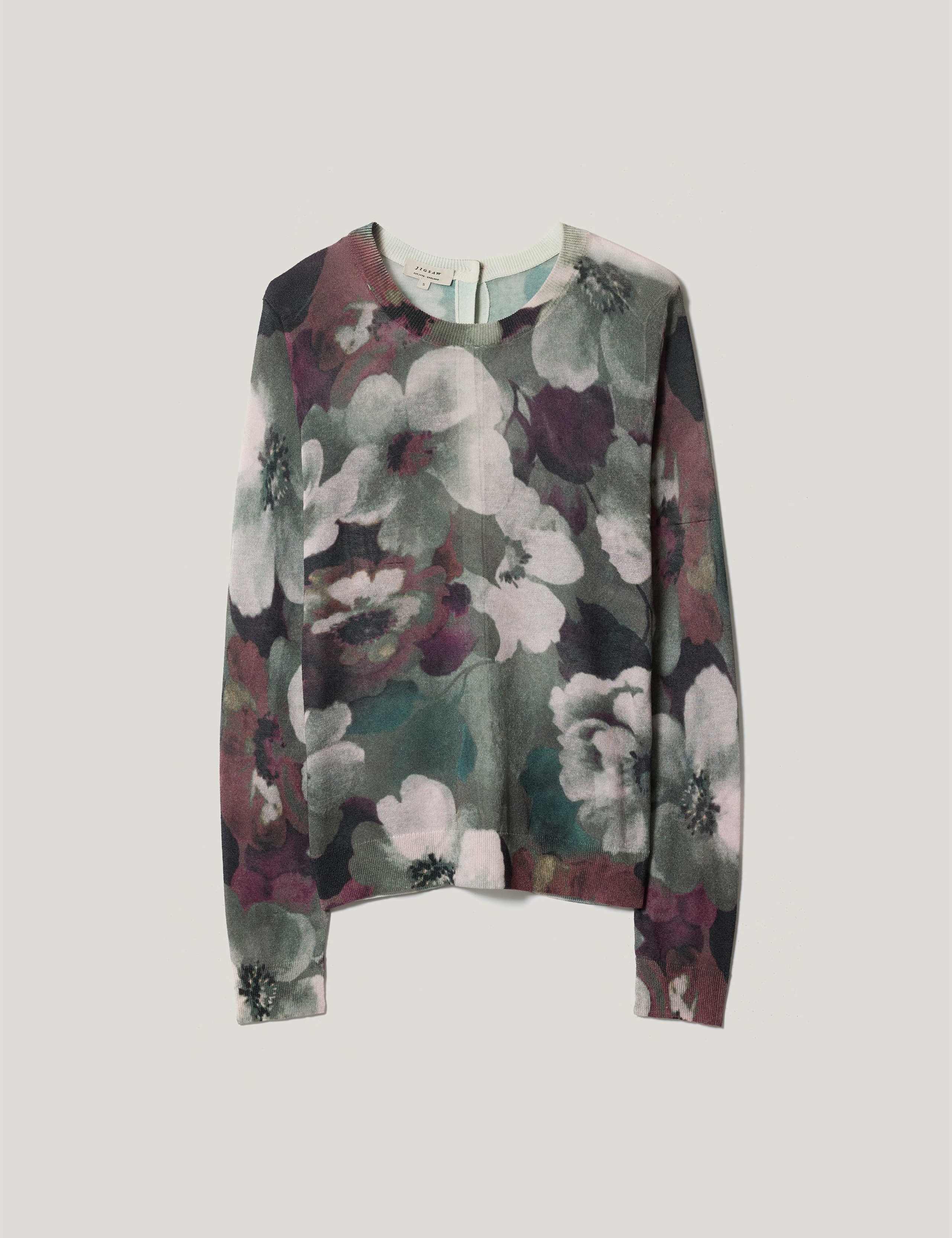 Floral Button Detail Jumper with Linen 2 of 5