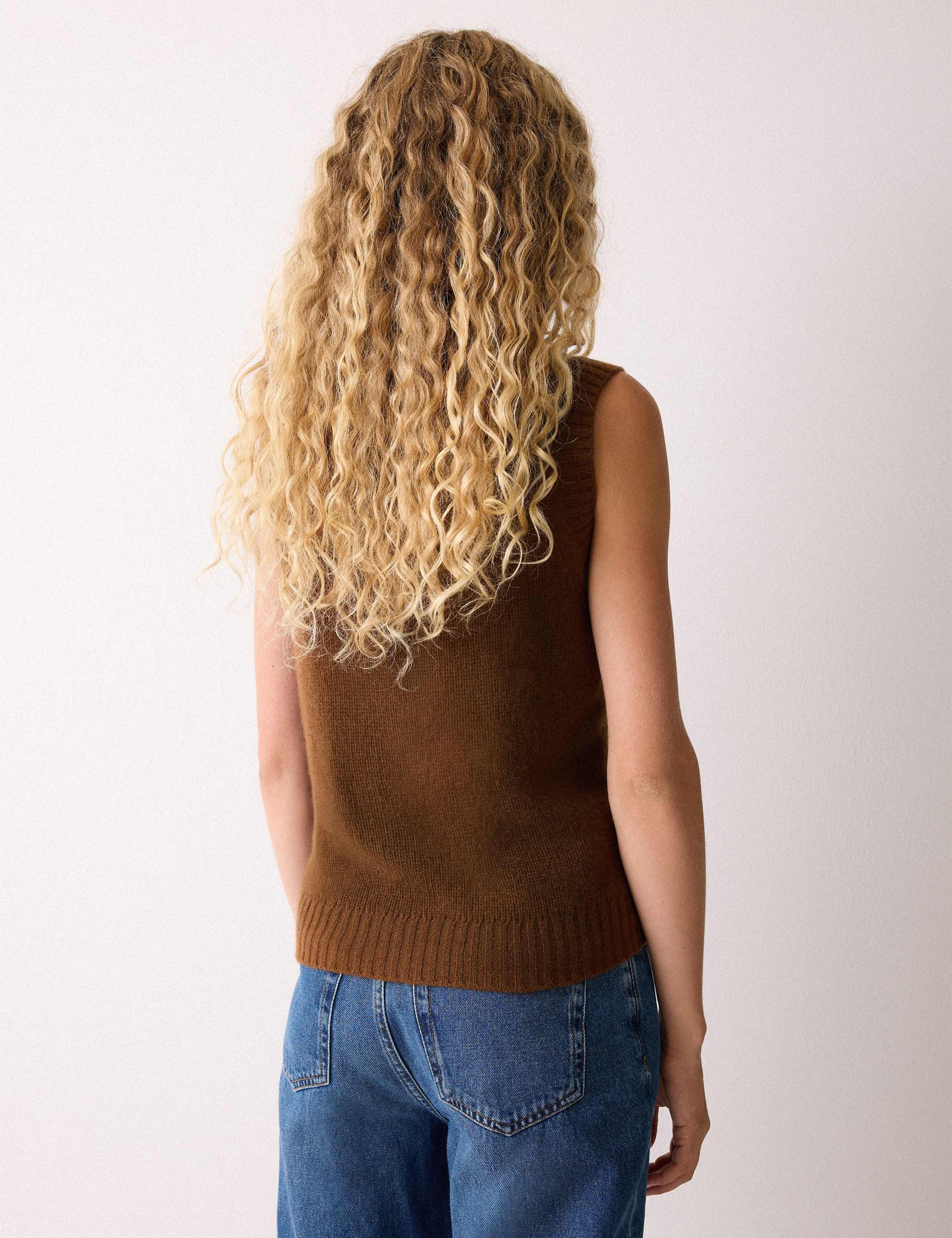 Pure Cashmere Crew Neck Knitted Vest 3 of 6