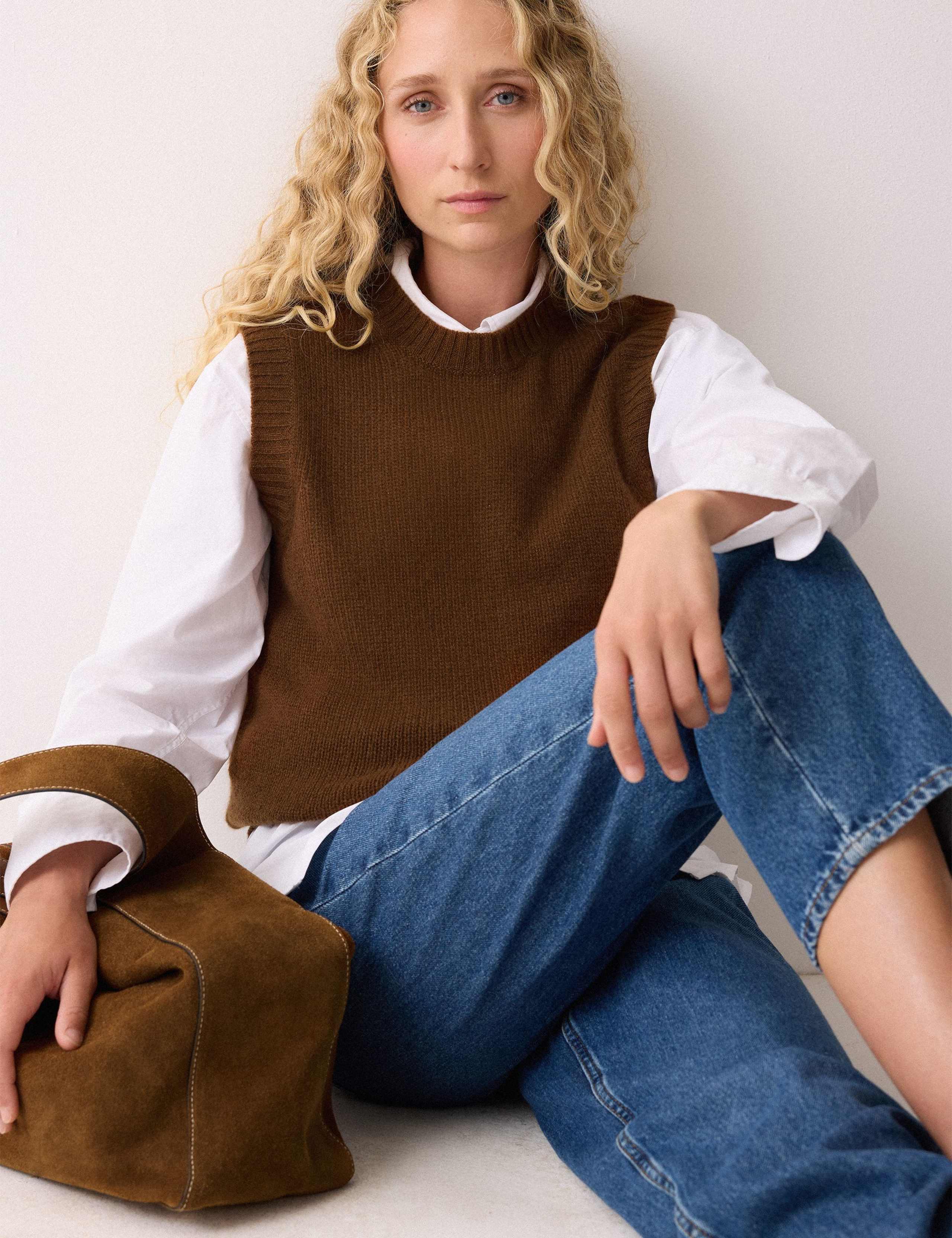 Pure Cashmere Crew Neck Knitted Vest 6 of 6