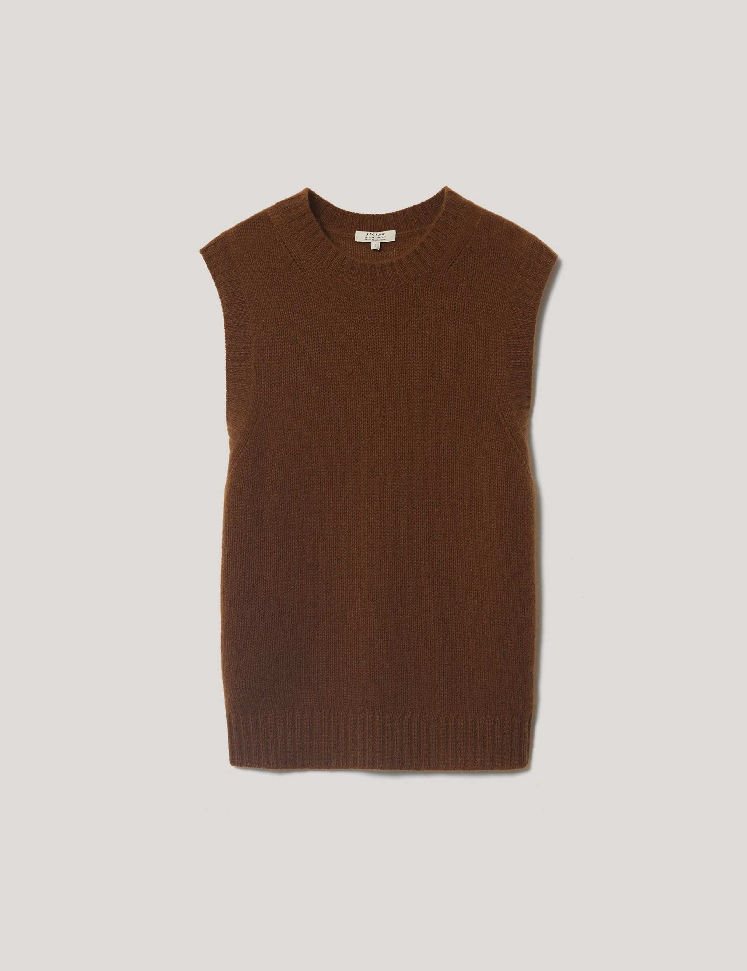 Pure Cashmere Crew Neck Knitted Vest 2 of 6