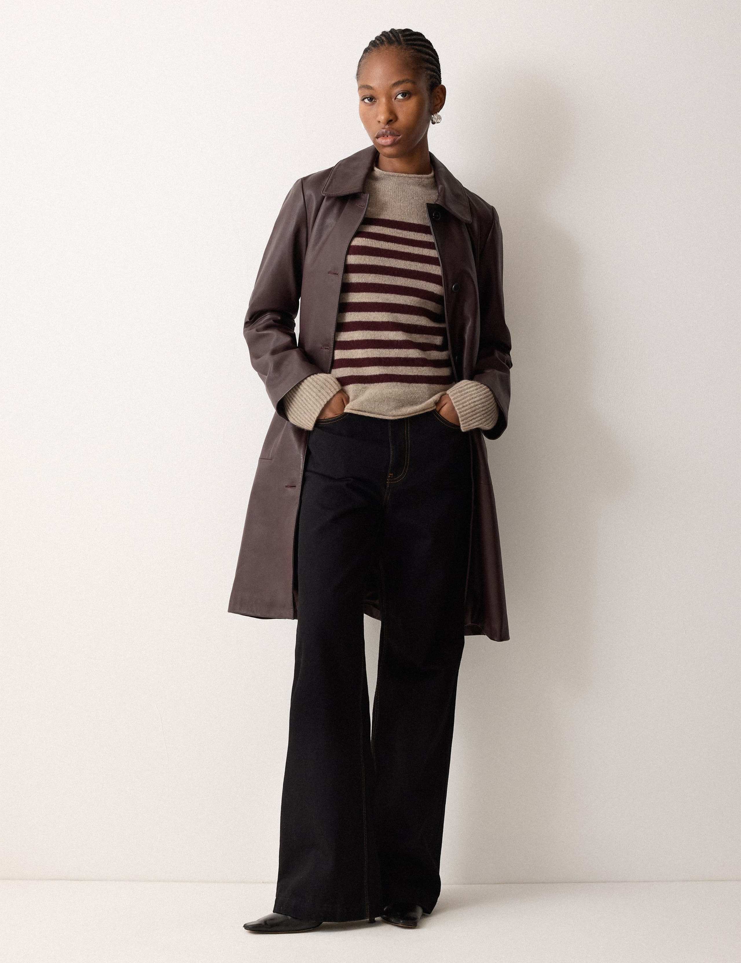 Pure Cashmere Striped Fluted Cuff Jumper 3 of 5