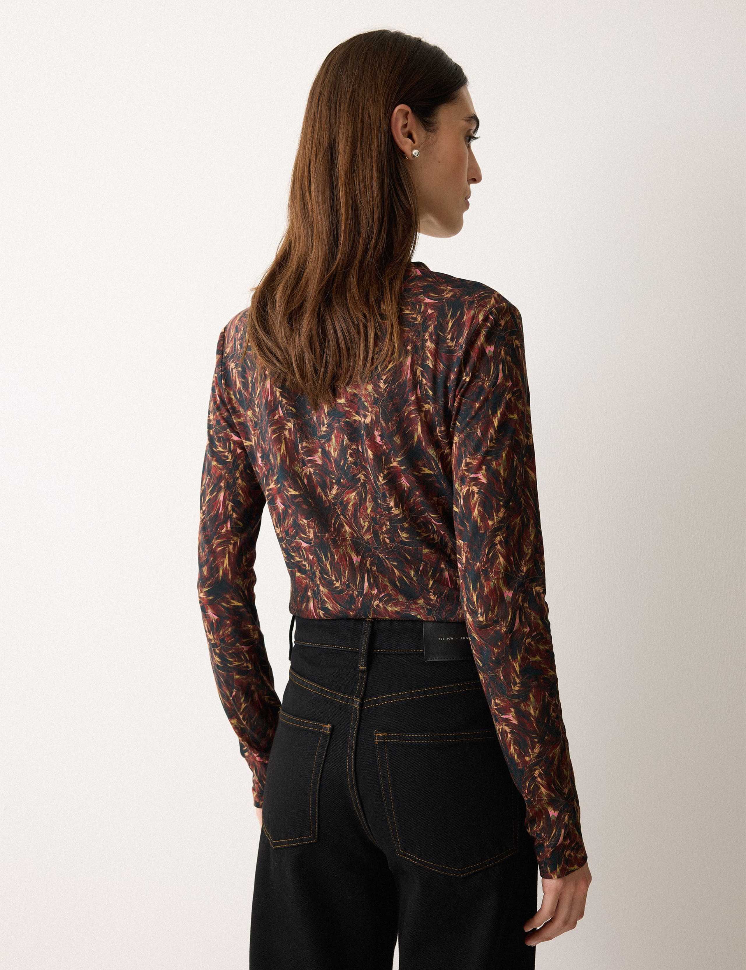 Pure Cotton Feather Print Slim Fit T-Shirt 5 of 5