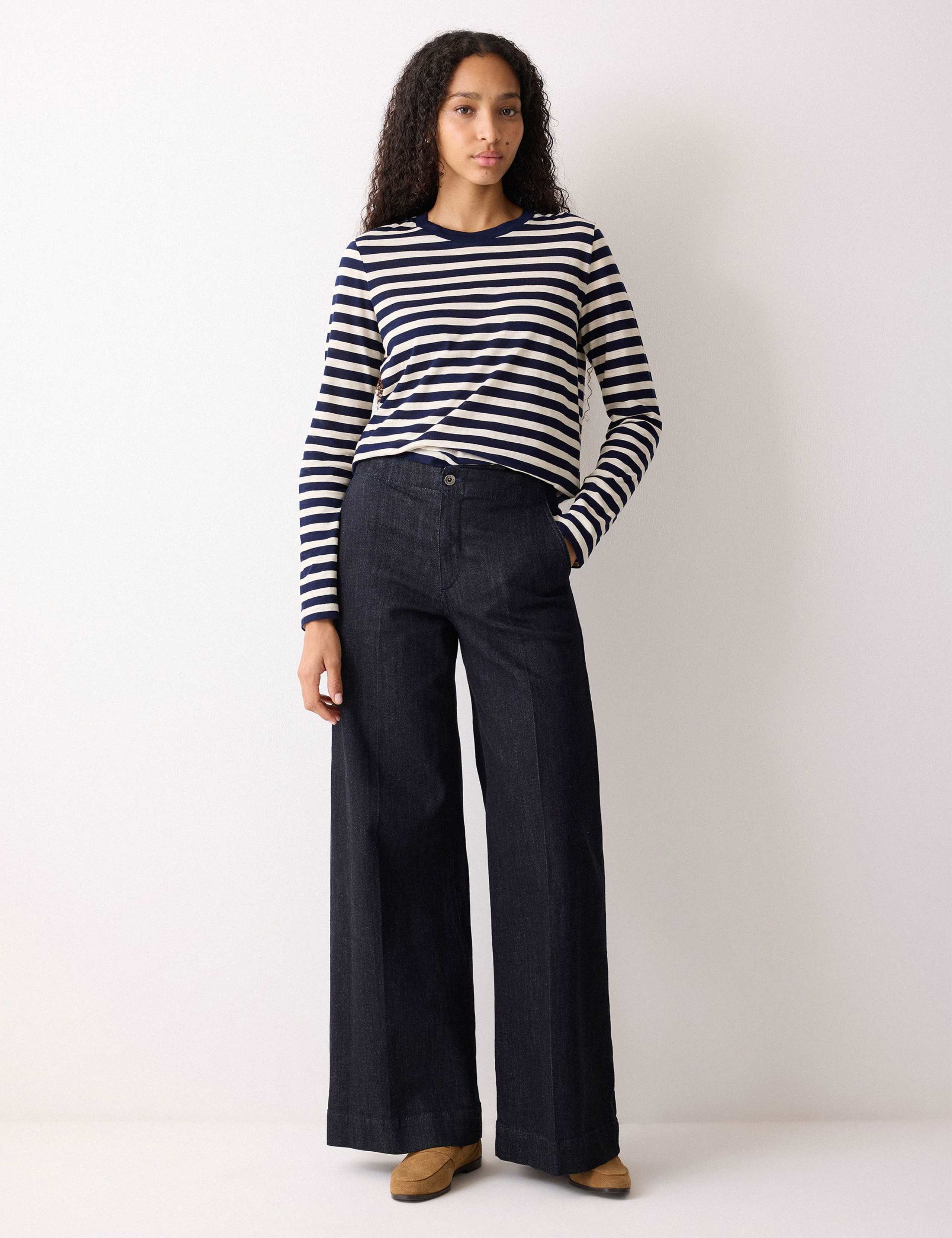 Pure Cotton Slub Striped Slim Fit Top 3 of 5