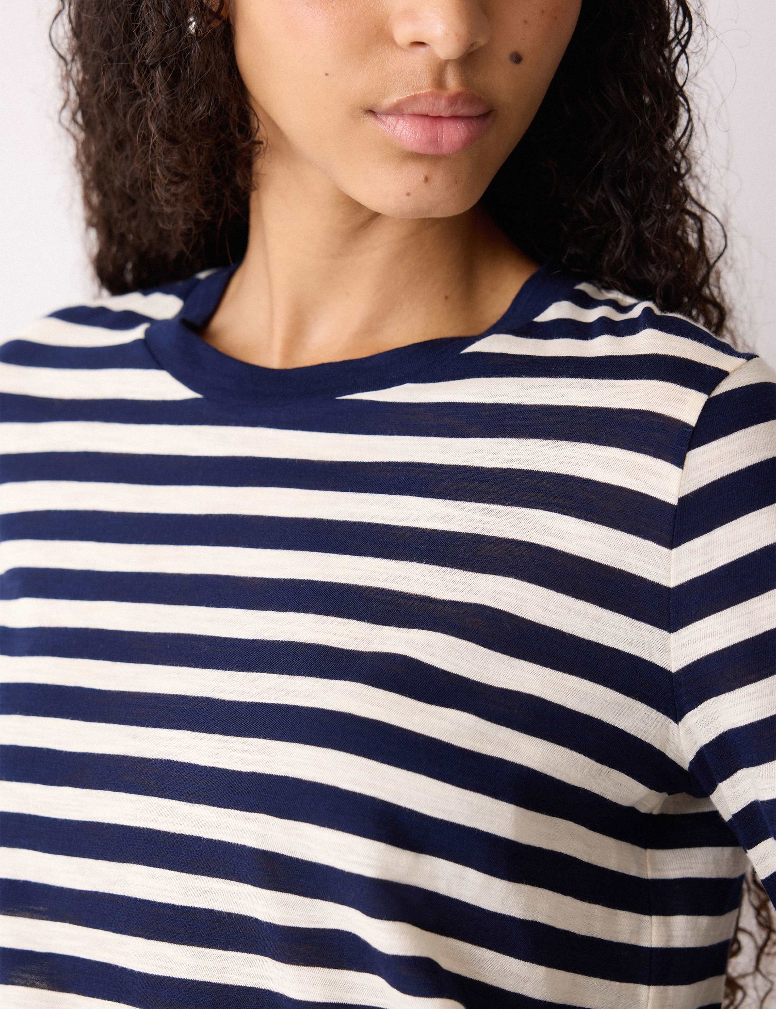 Pure Cotton Slub Striped Slim Fit Top 5 of 5