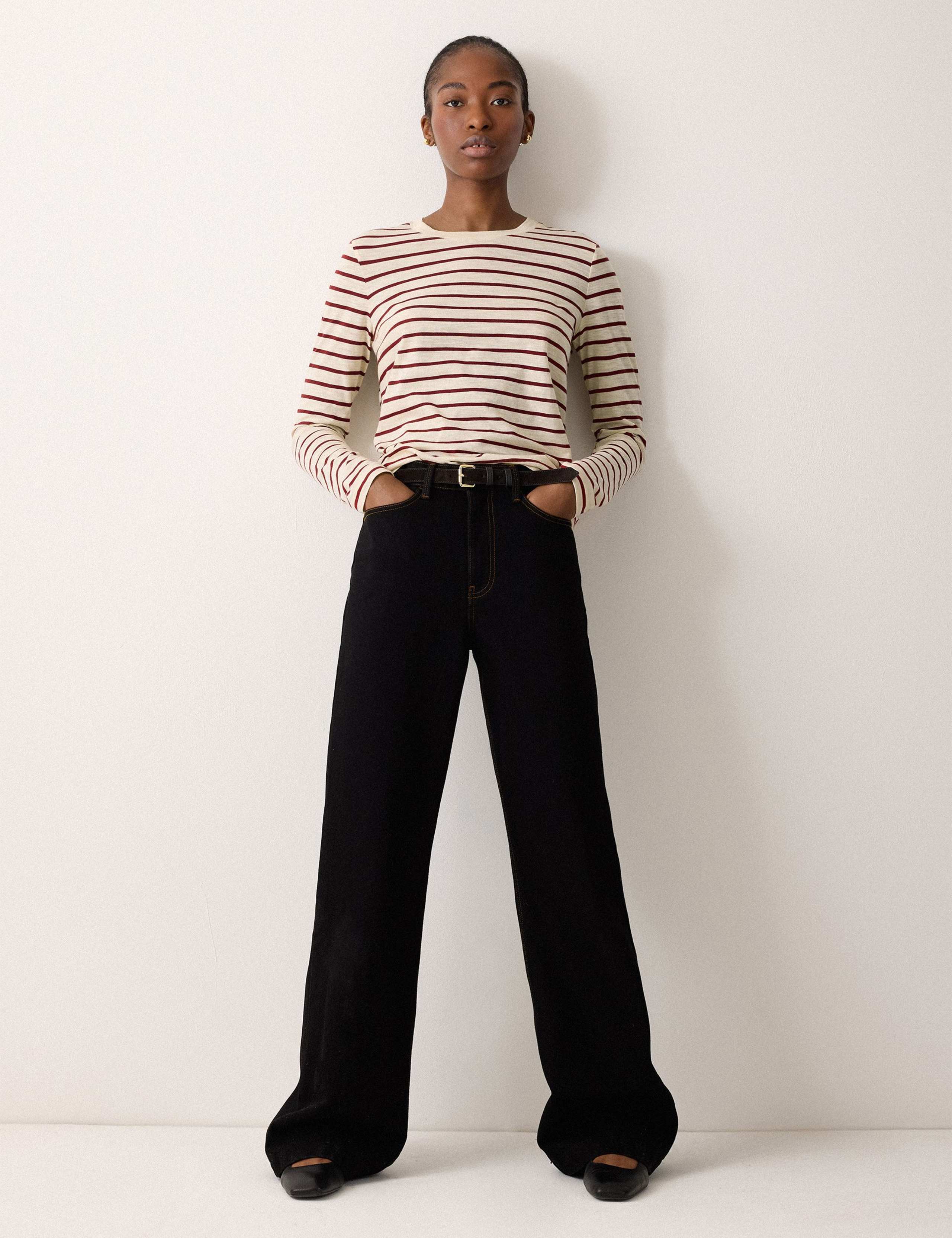 Pure Cotton Slub Striped Slim Fit Top 5 of 5