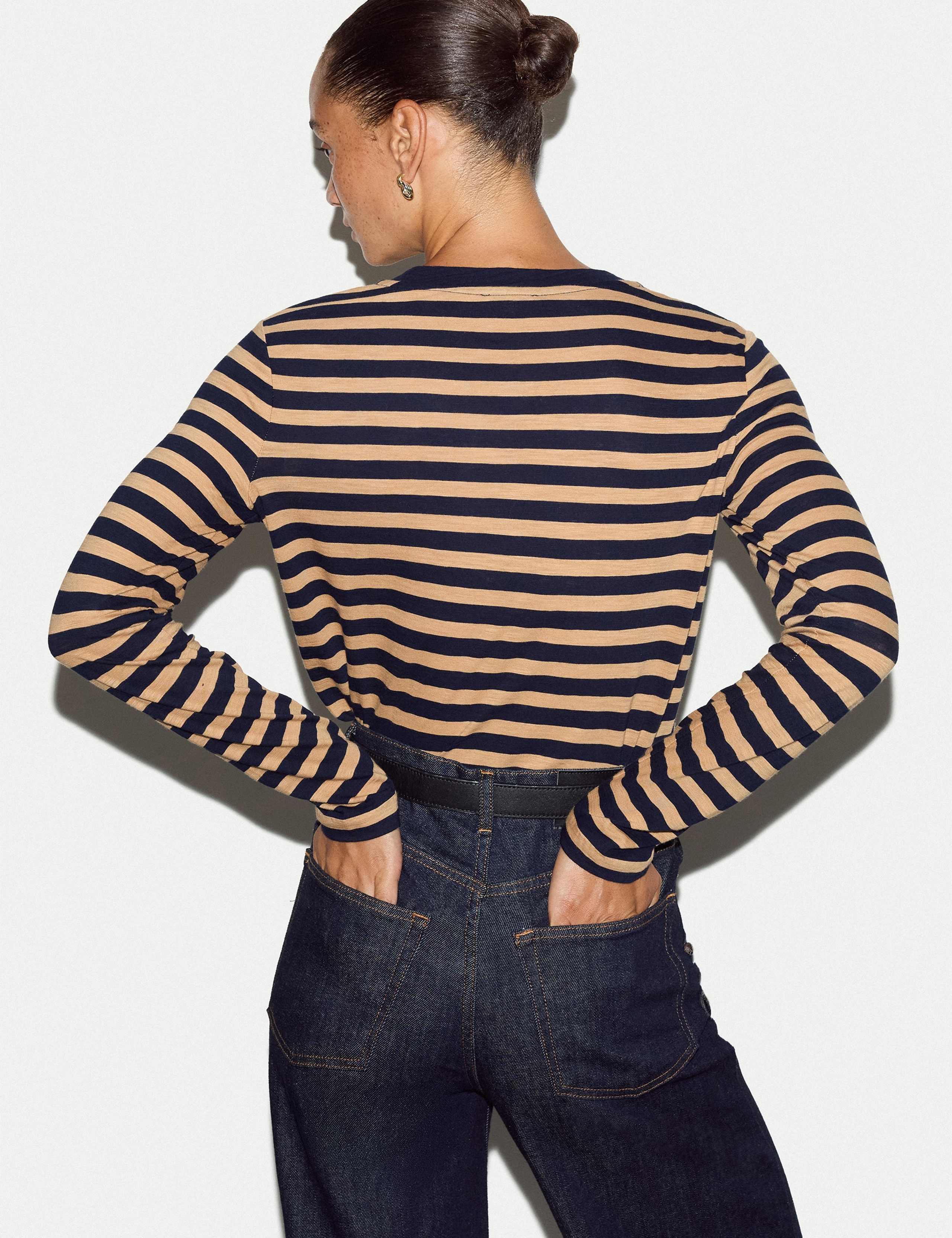 Pure Cotton Slub Striped Slim Fit Top 4 of 5