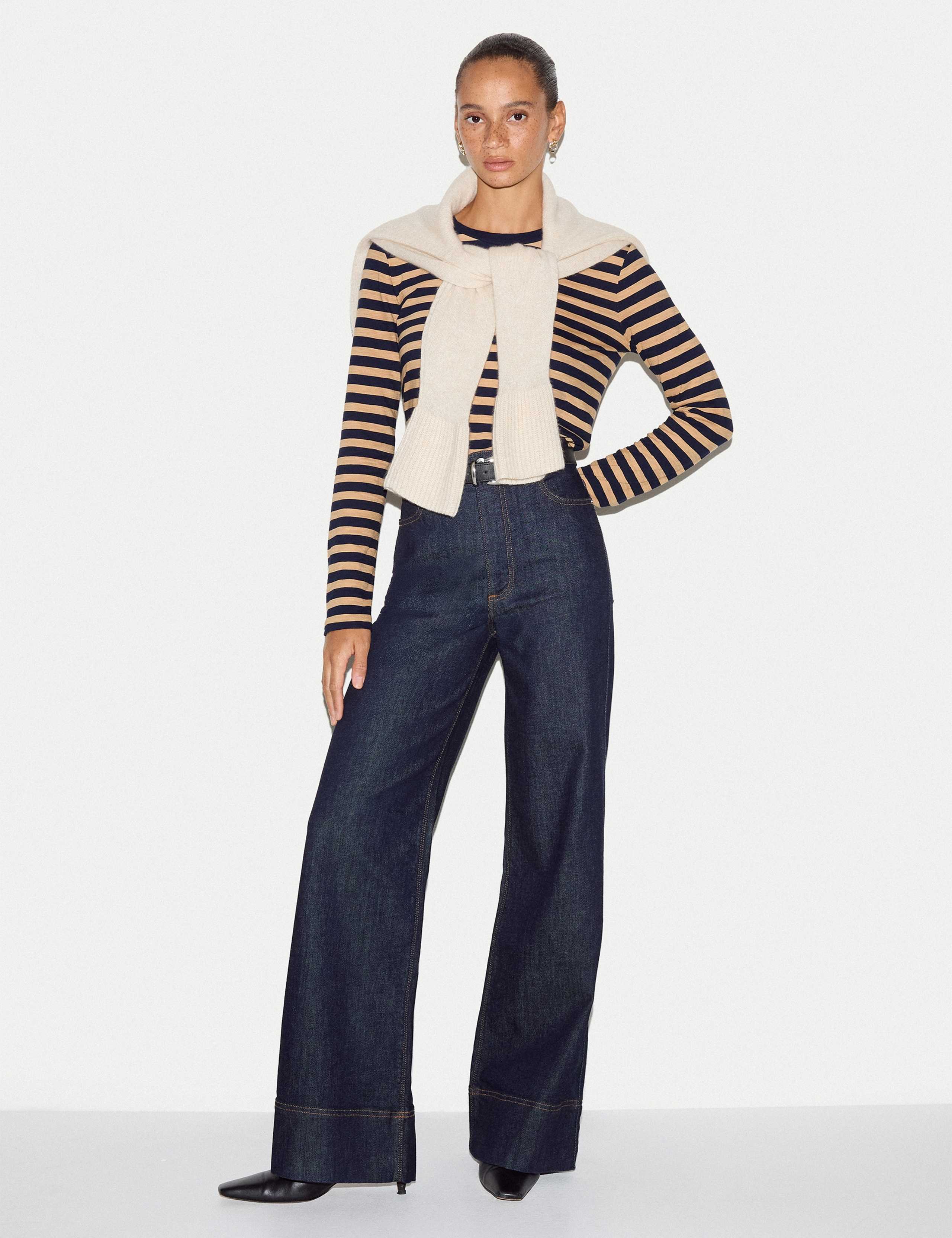 Pure Cotton Slub Striped Slim Fit Top 5 of 5