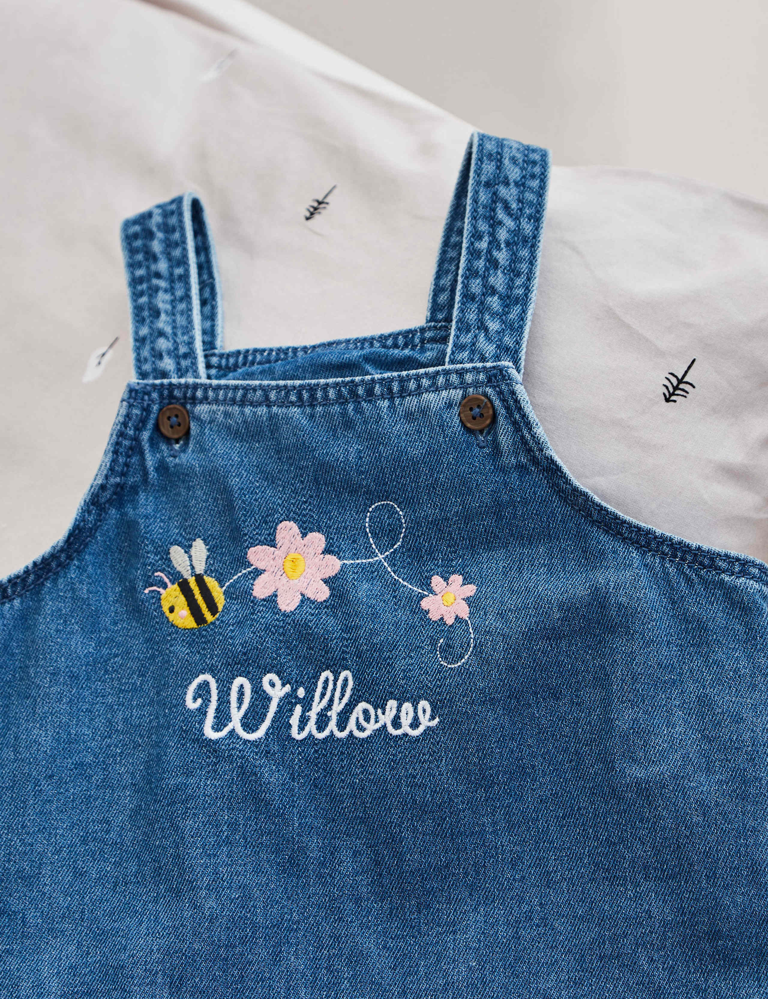 Personalised Bumblebee Denim Dungarees (6 Mths-4 Yrs) 3 of 5