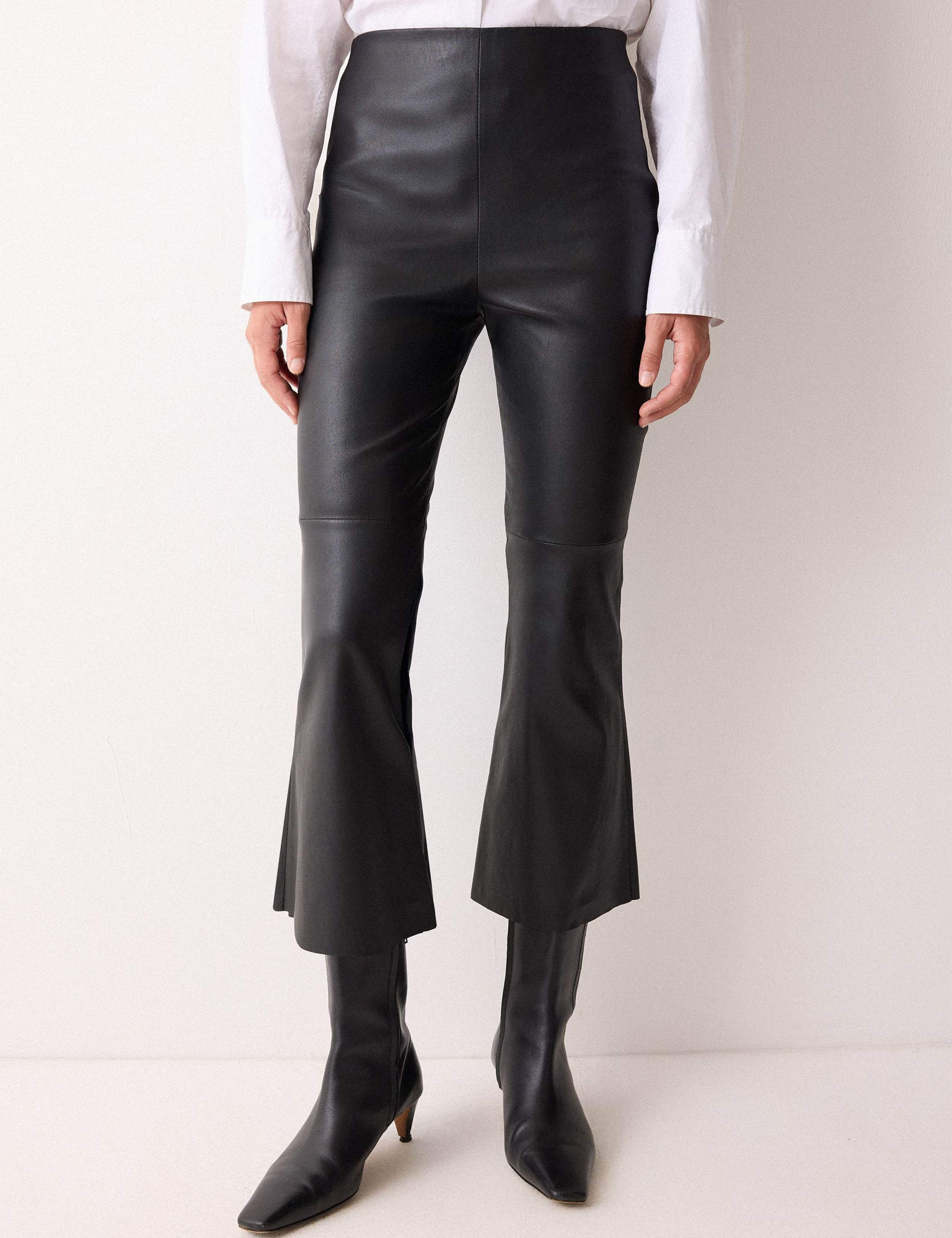Leather Flared Ankle Grazer Trousers 1 of 5
