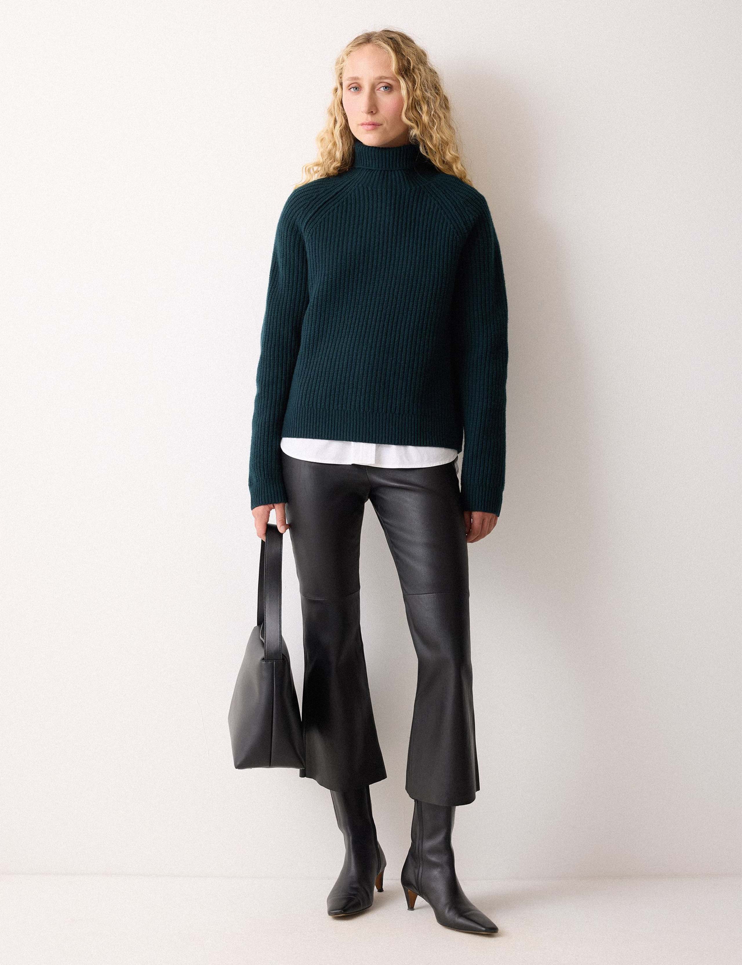 Leather Flared Ankle Grazer Trousers 5 of 5