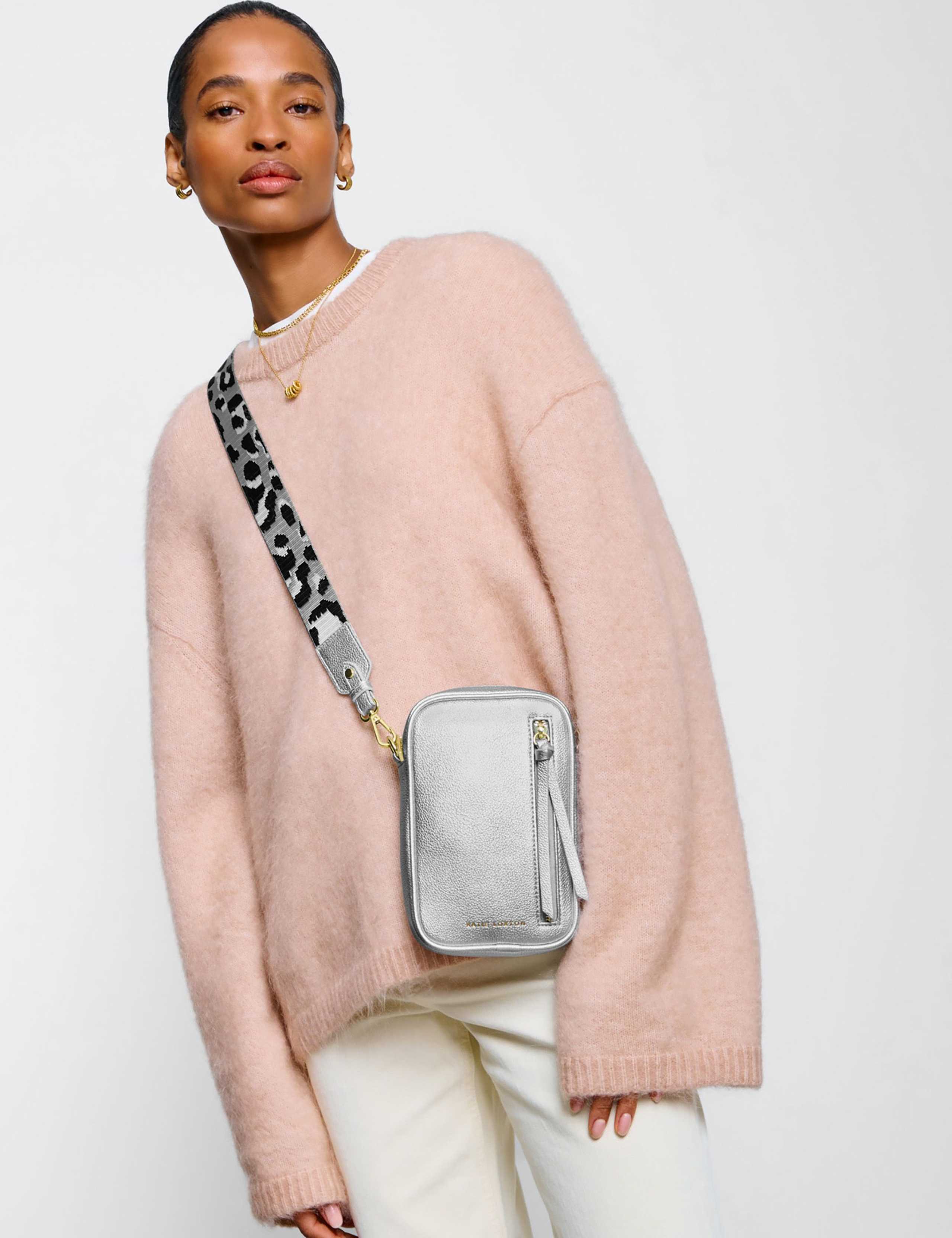 Faux Leather Metallic Cross Body Bag 1 of 6