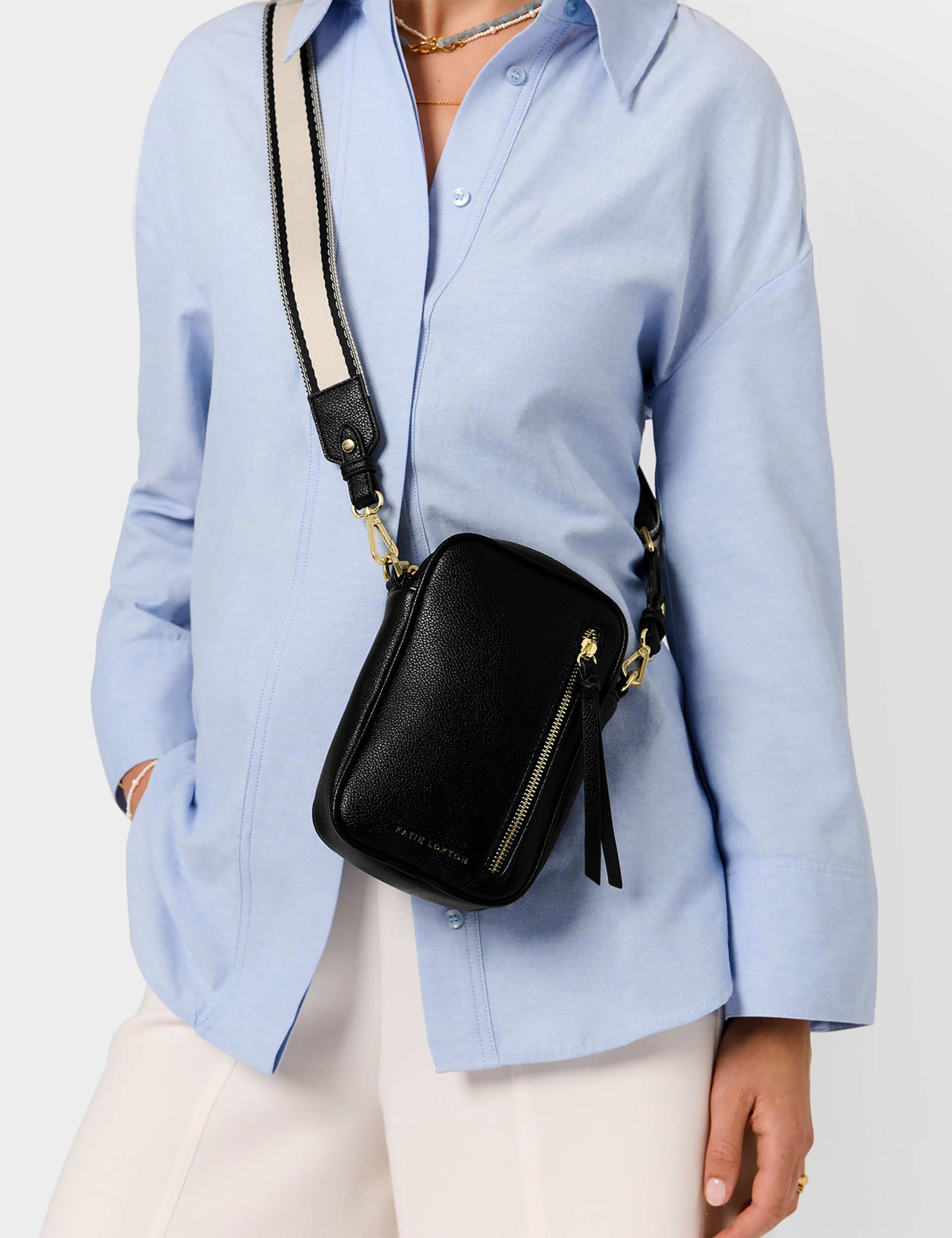 Faux Leather Metallic Cross Body Bag 1 of 6