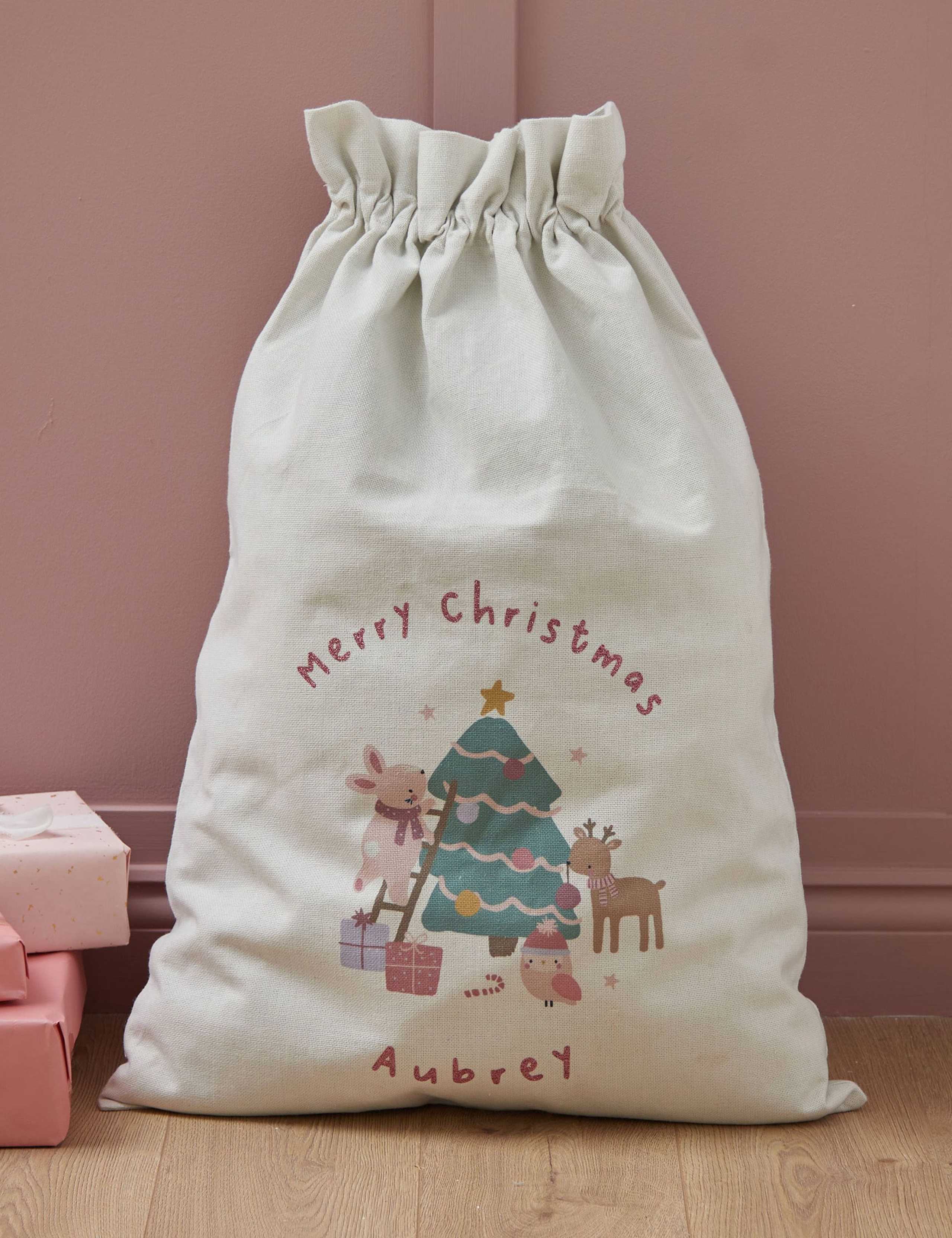 Personalised Pink Christmas Cream Sack 1 of 3