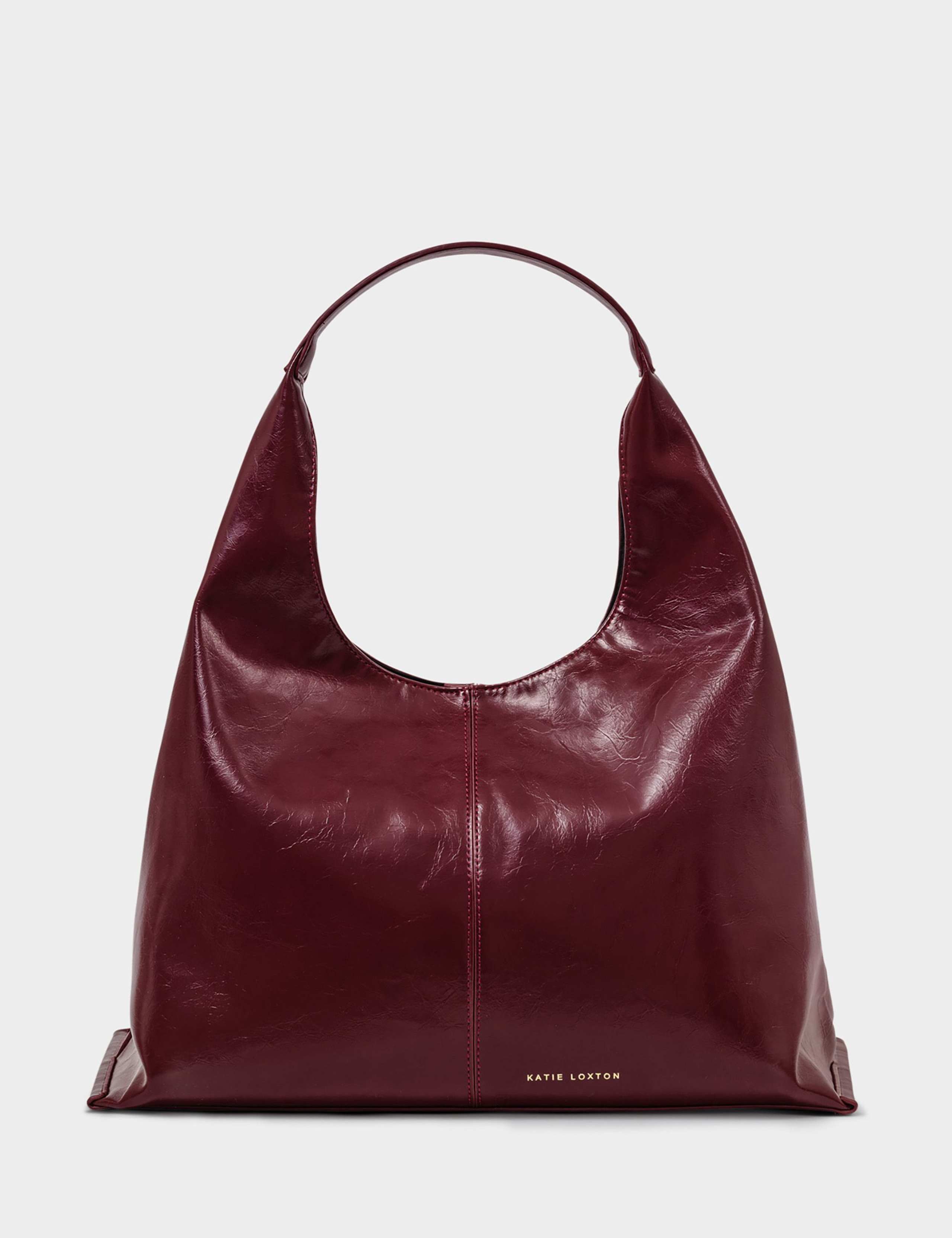 Faux Leather Patent Slouchy Shoulder Bag 2 of 6