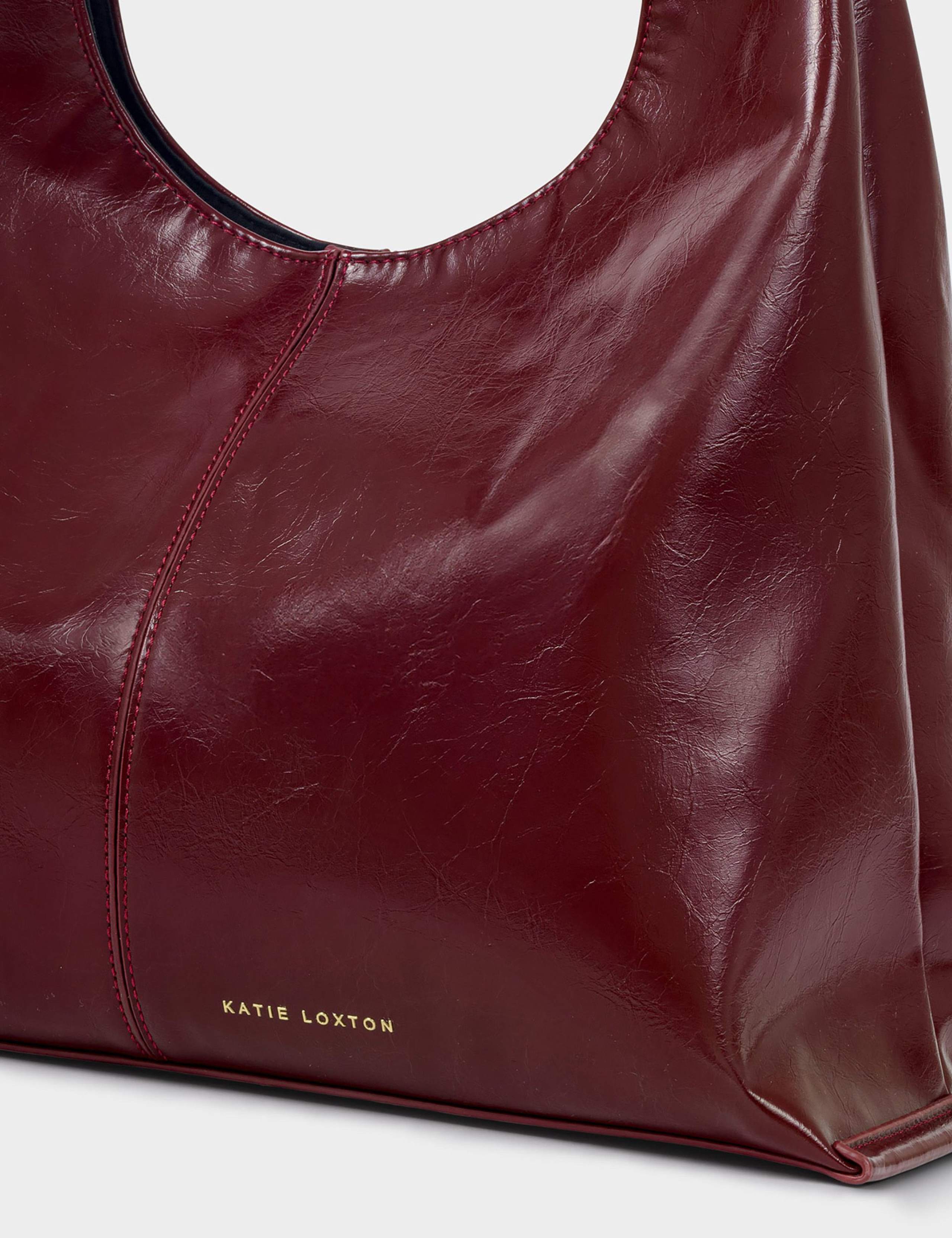 Faux Leather Patent Slouchy Shoulder Bag 4 of 6