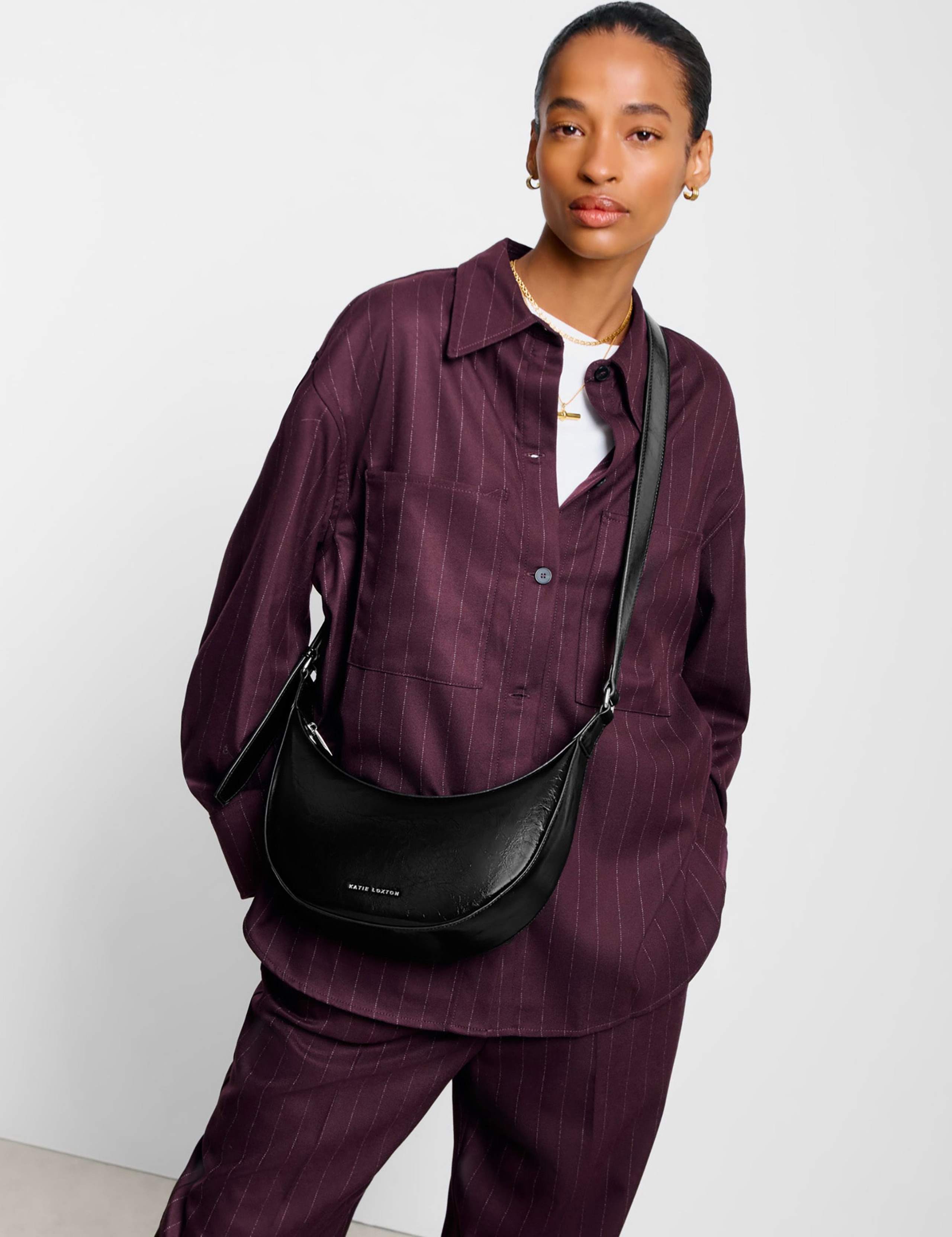 Faux Leather Patent Finish Sling Bag 1 of 5