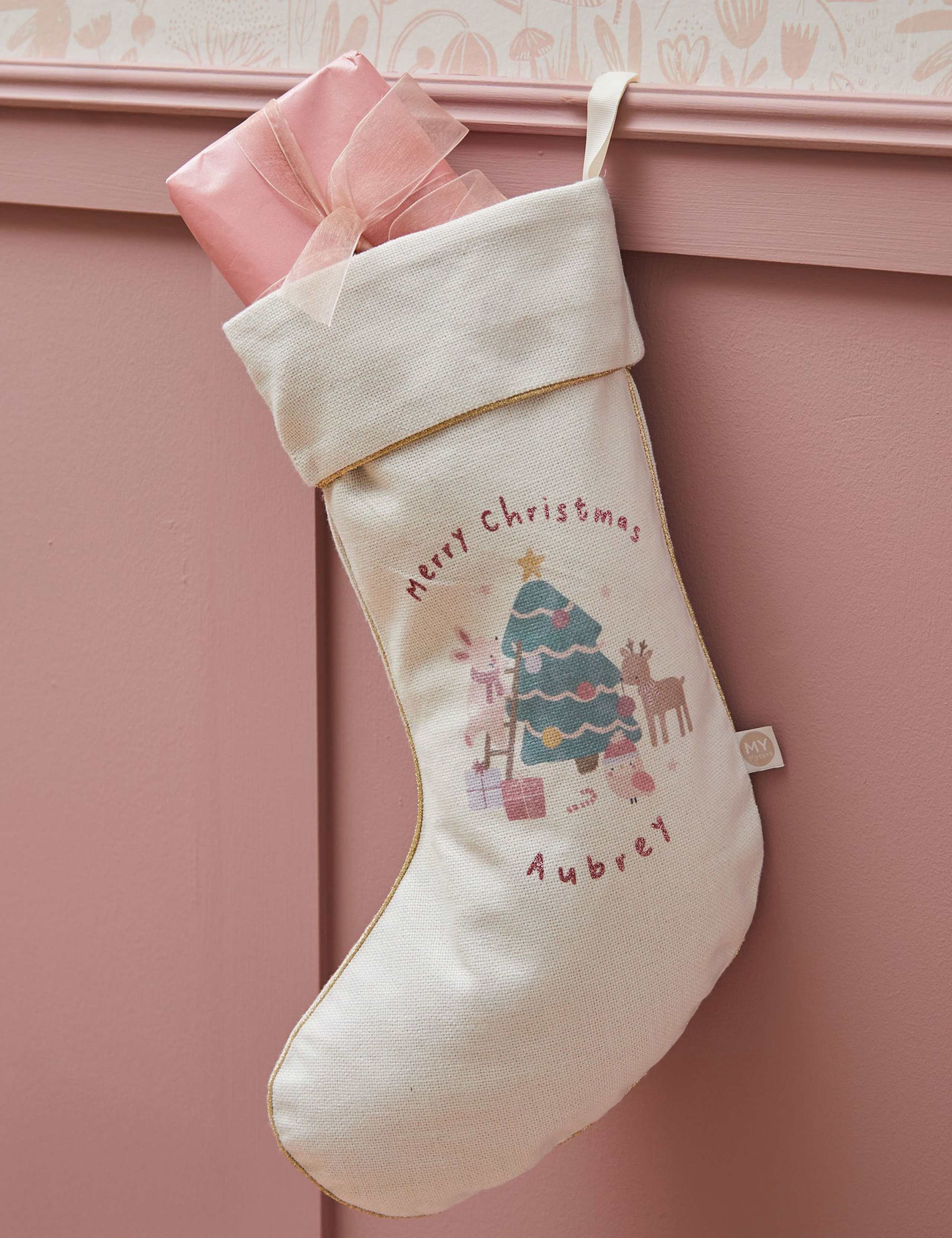 Pink Christmas Cream Stocking 1 of 3