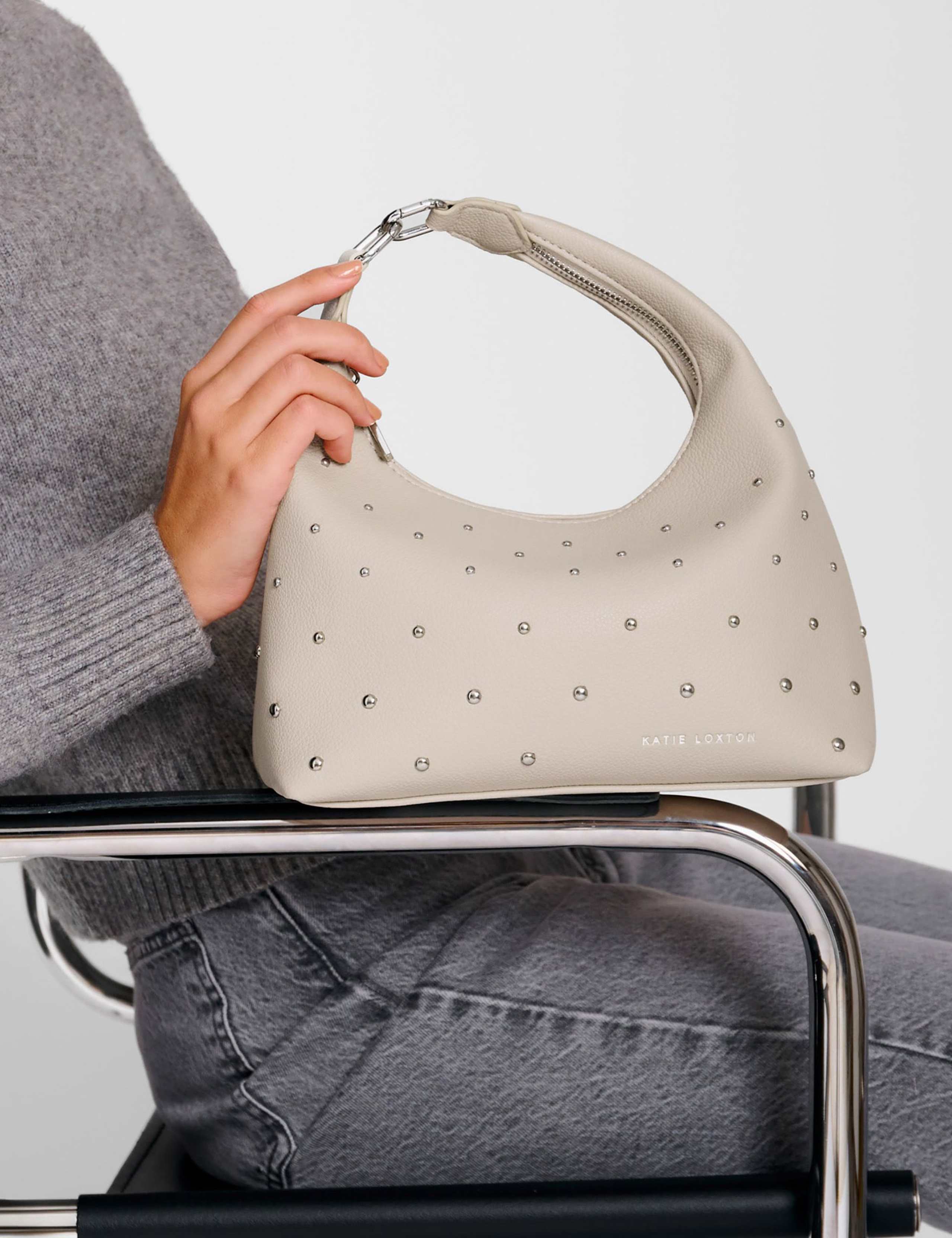 Faux Leather Studded Shoulder Bag 1 of 6