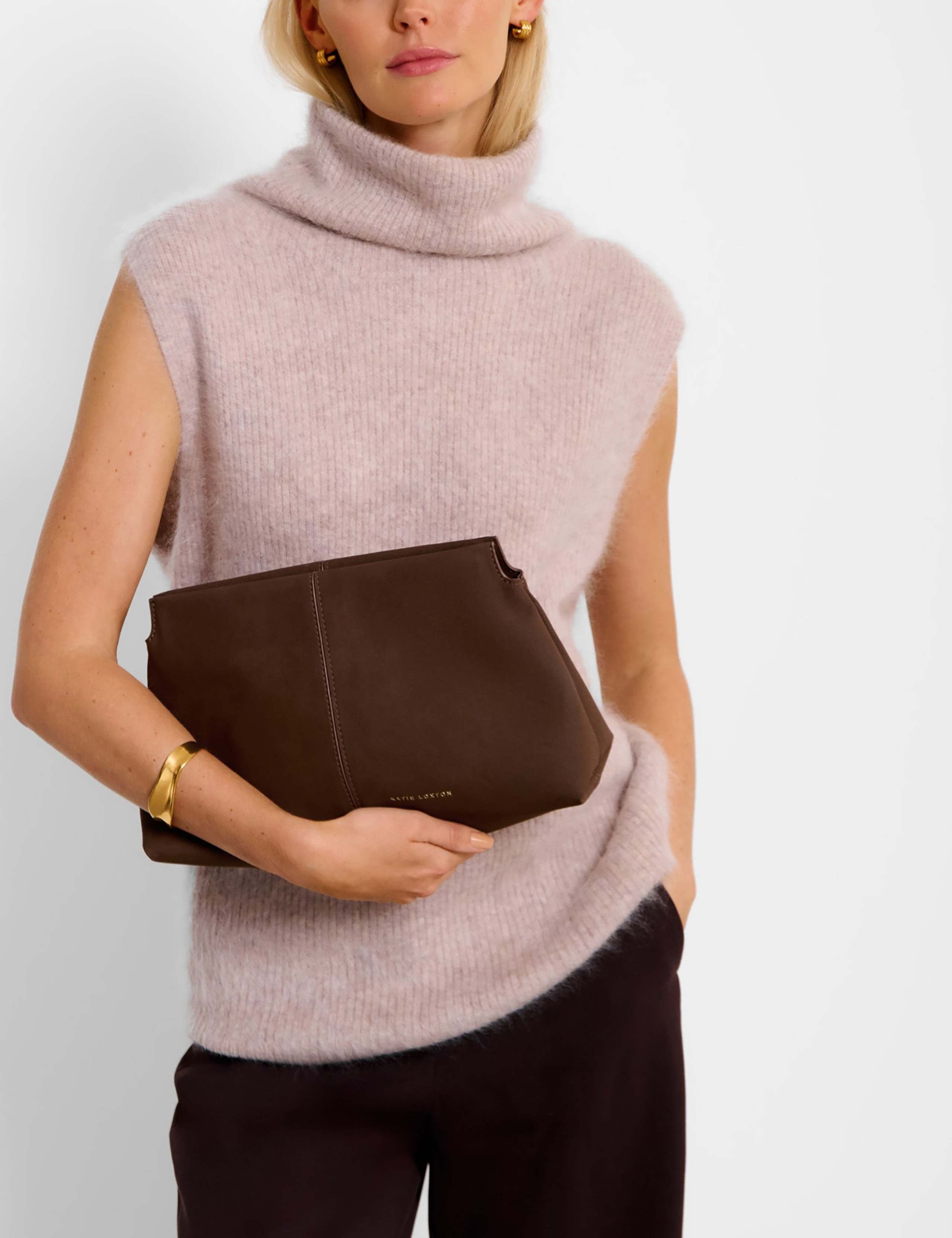 Faux Suede Clutch Bag 1 of 6