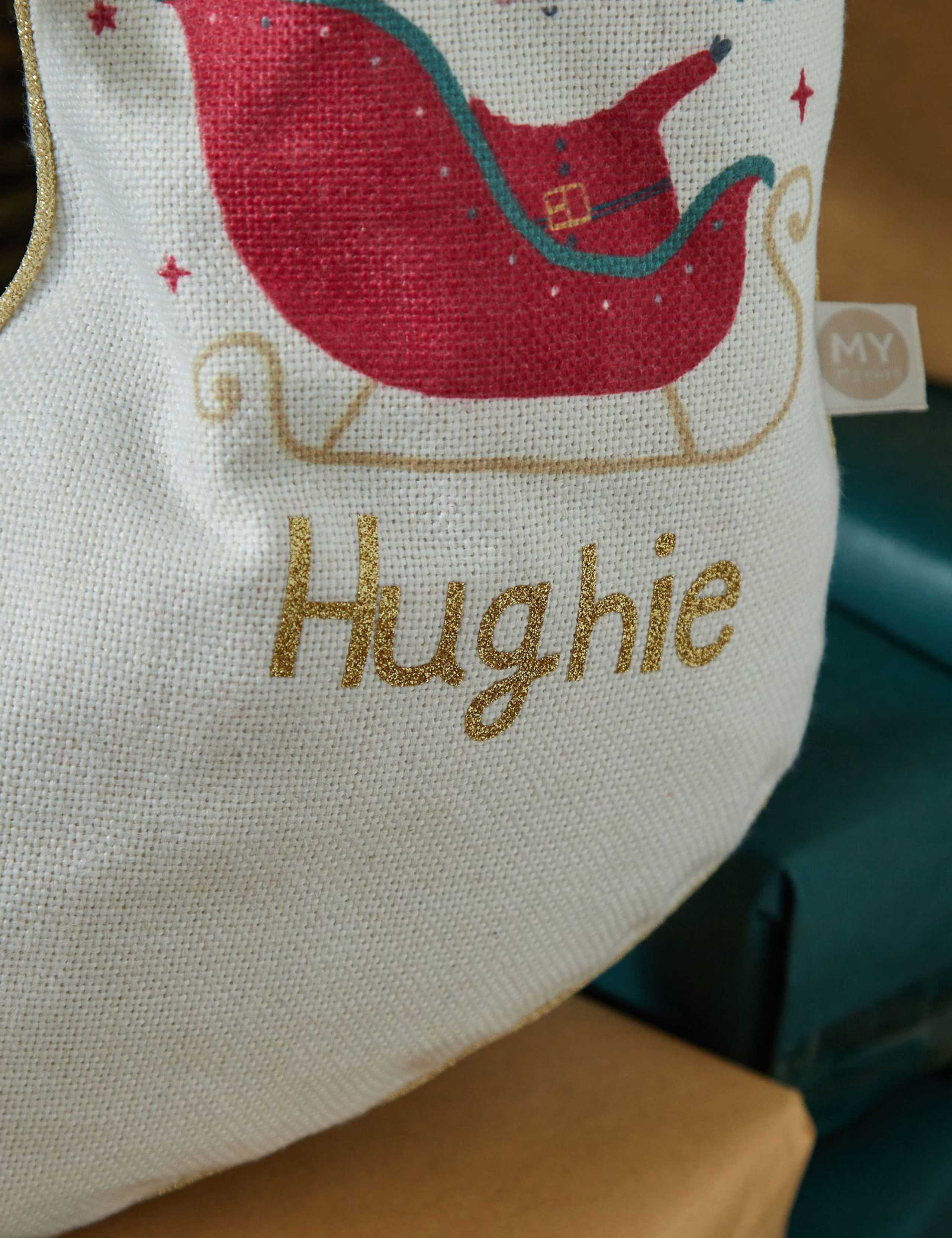 Personalised Santa Sleigh Cream Stocking 2 of 2