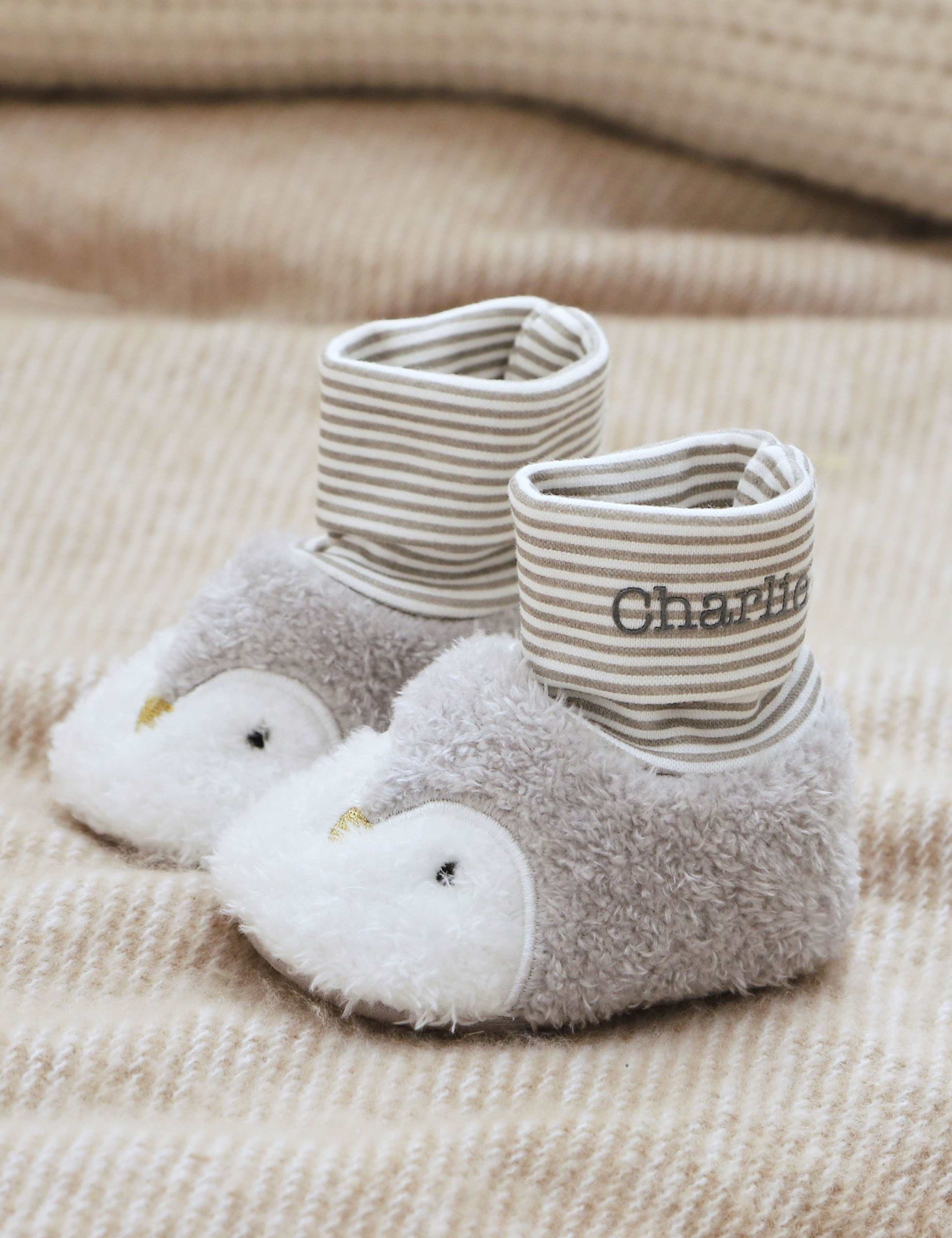 Personalised Penguin Sock Top Booties (0-24 Mths) 1 of 4
