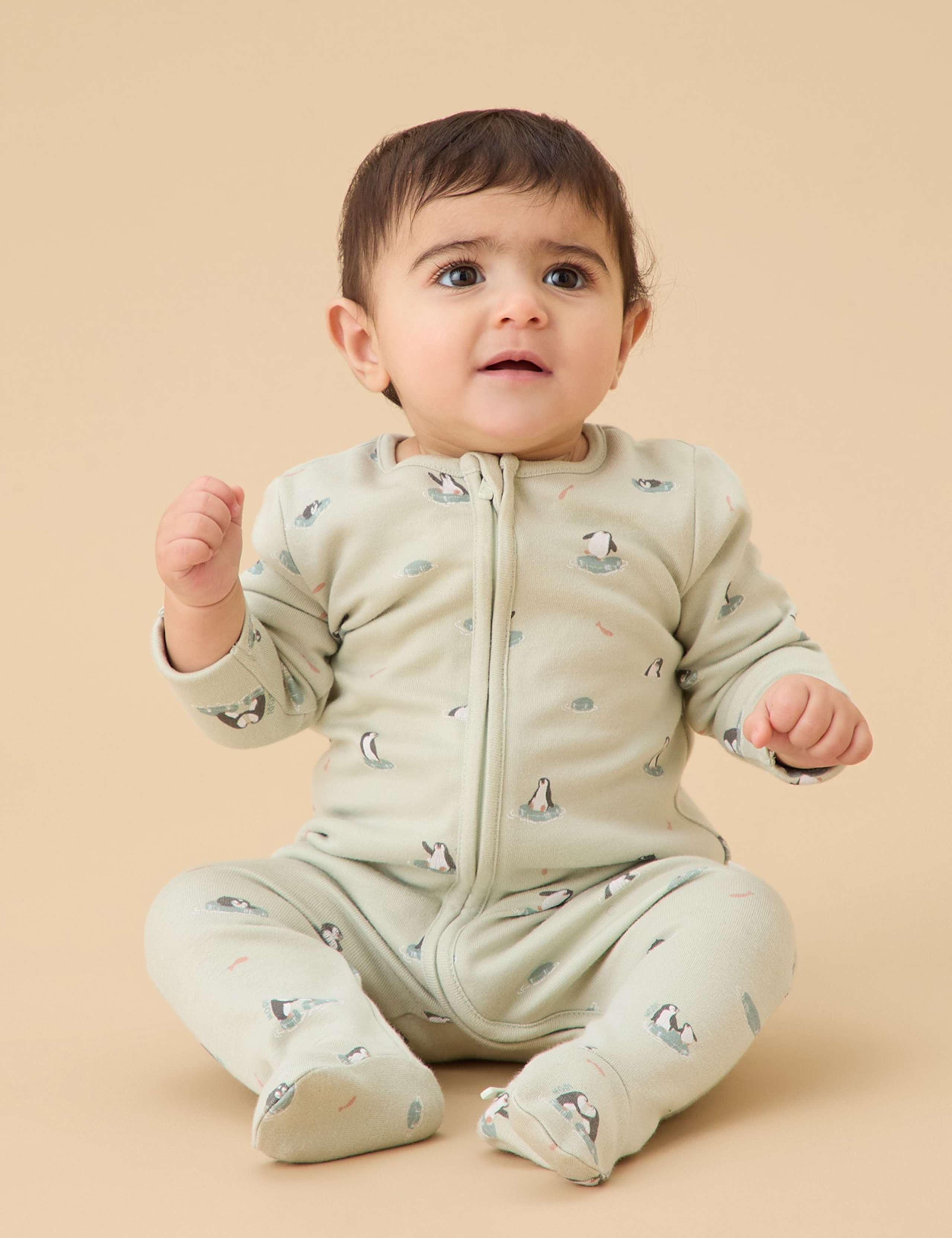 Penguin 2-Way Zip-Up Sleepsuit (0-24Mths) 1 of 4
