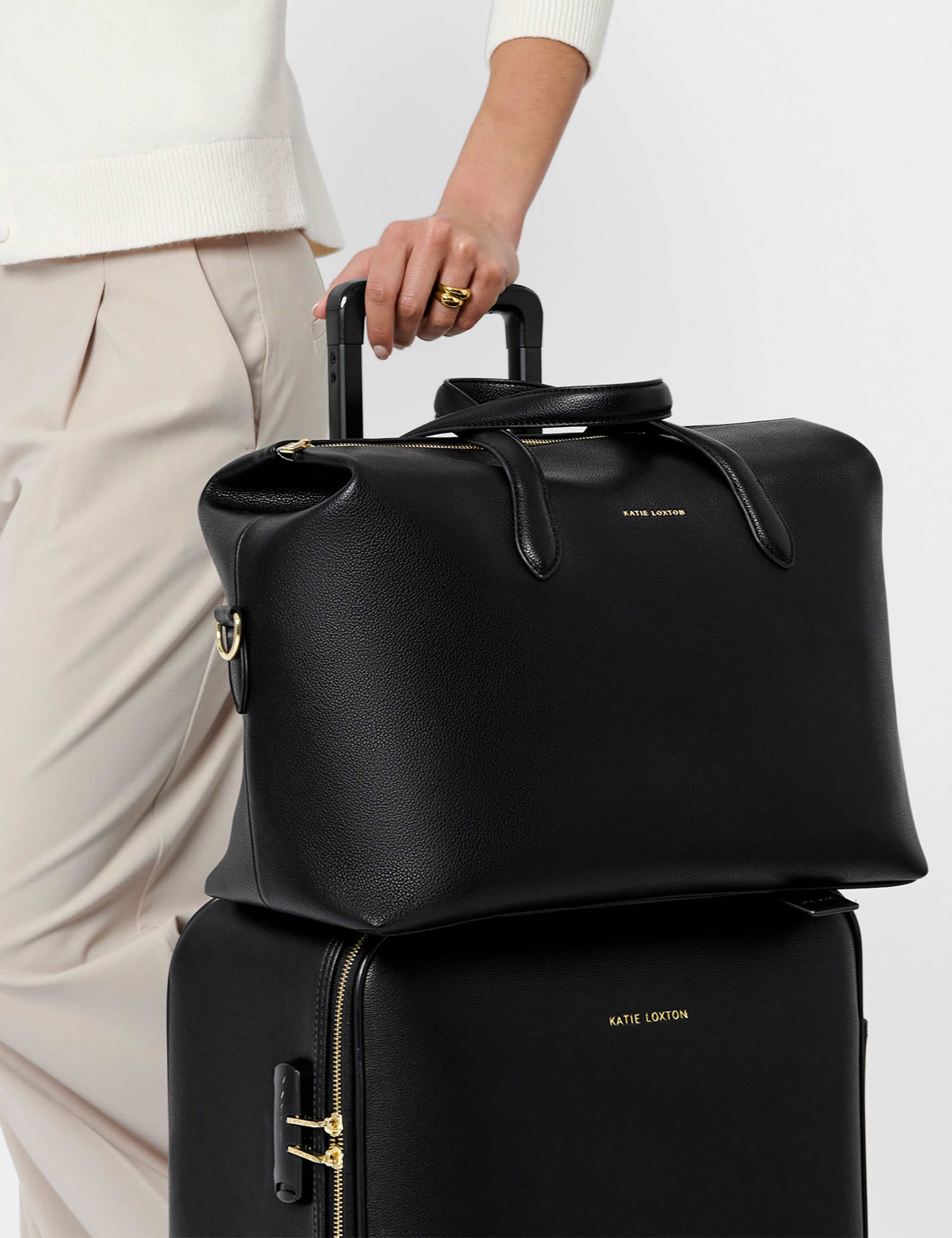 Faux Leather Top Handle Weekend Bag 1 of 8