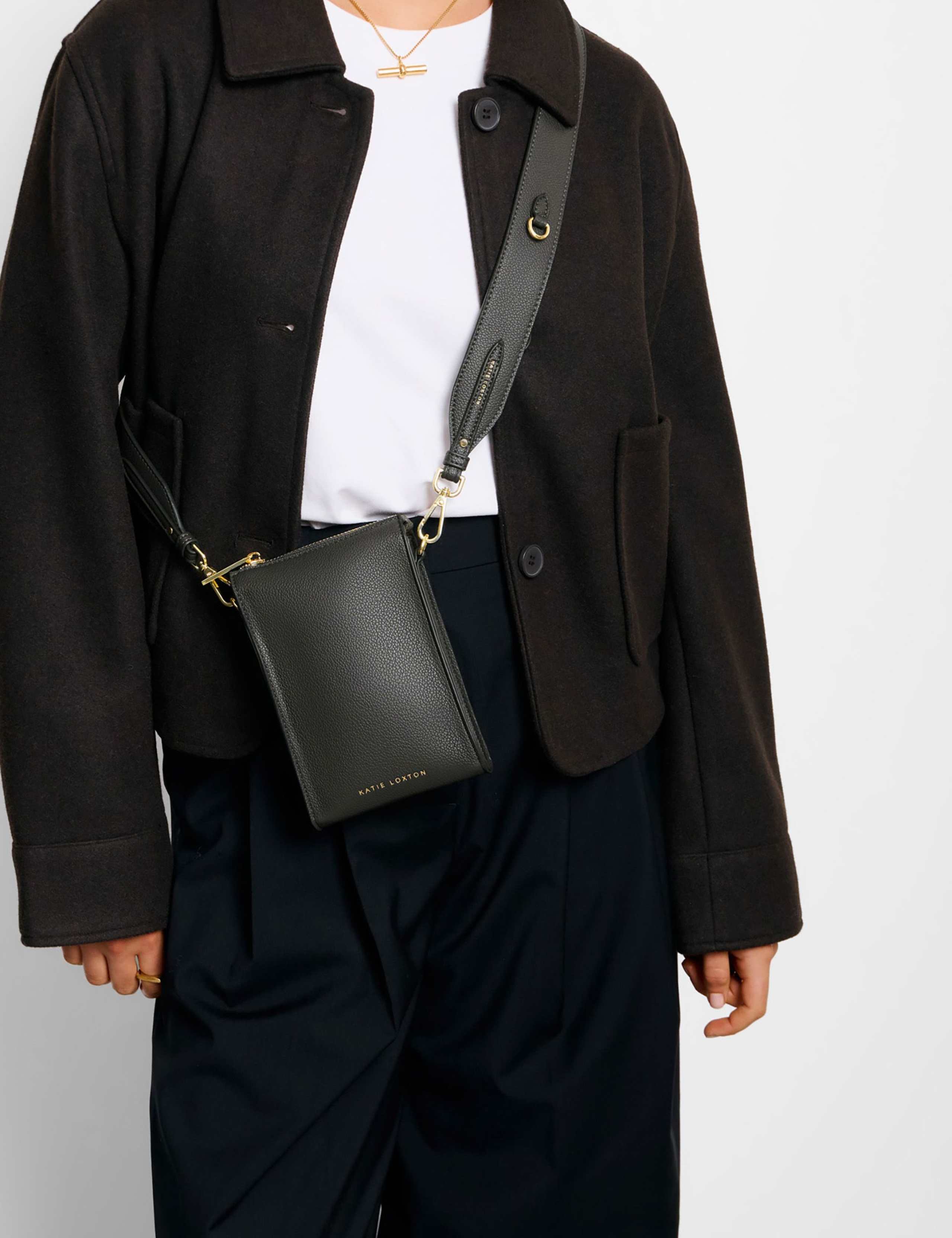 Faux Leather Metallic Cross Body Bag 1 of 6