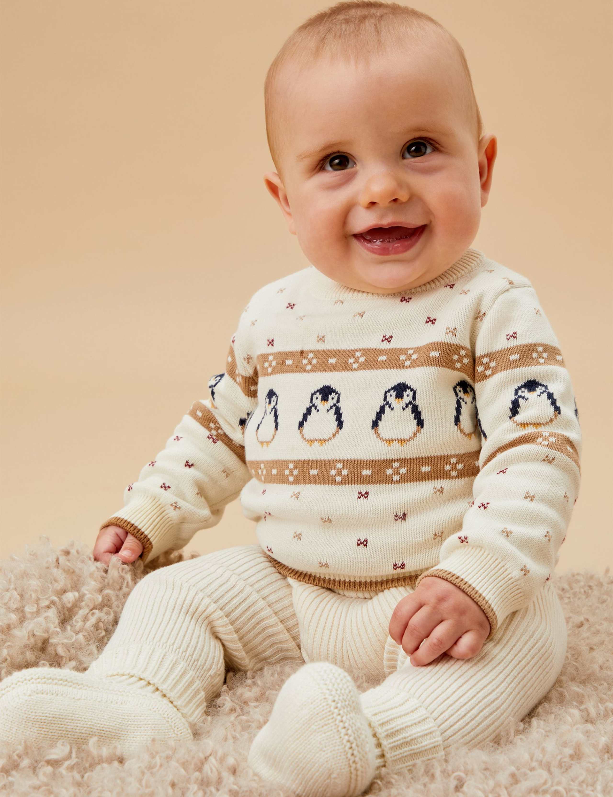 Pure Cotton Christmas Penguin Jumper (0 Mths-4 Yrs) 3 of 6