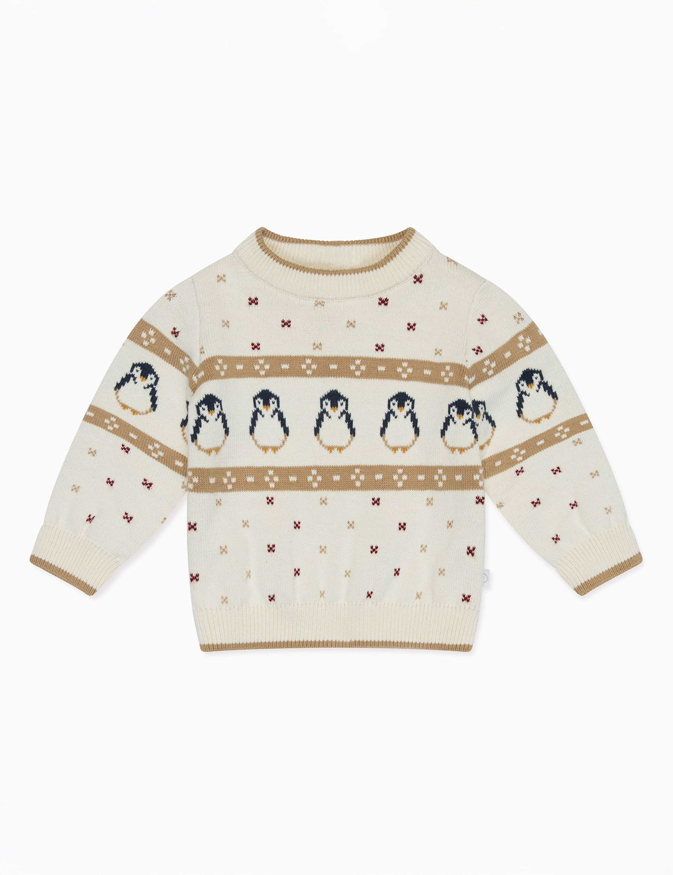 Pure Cotton Christmas Penguin Jumper (0 Mths-4 Yrs) 2 of 6