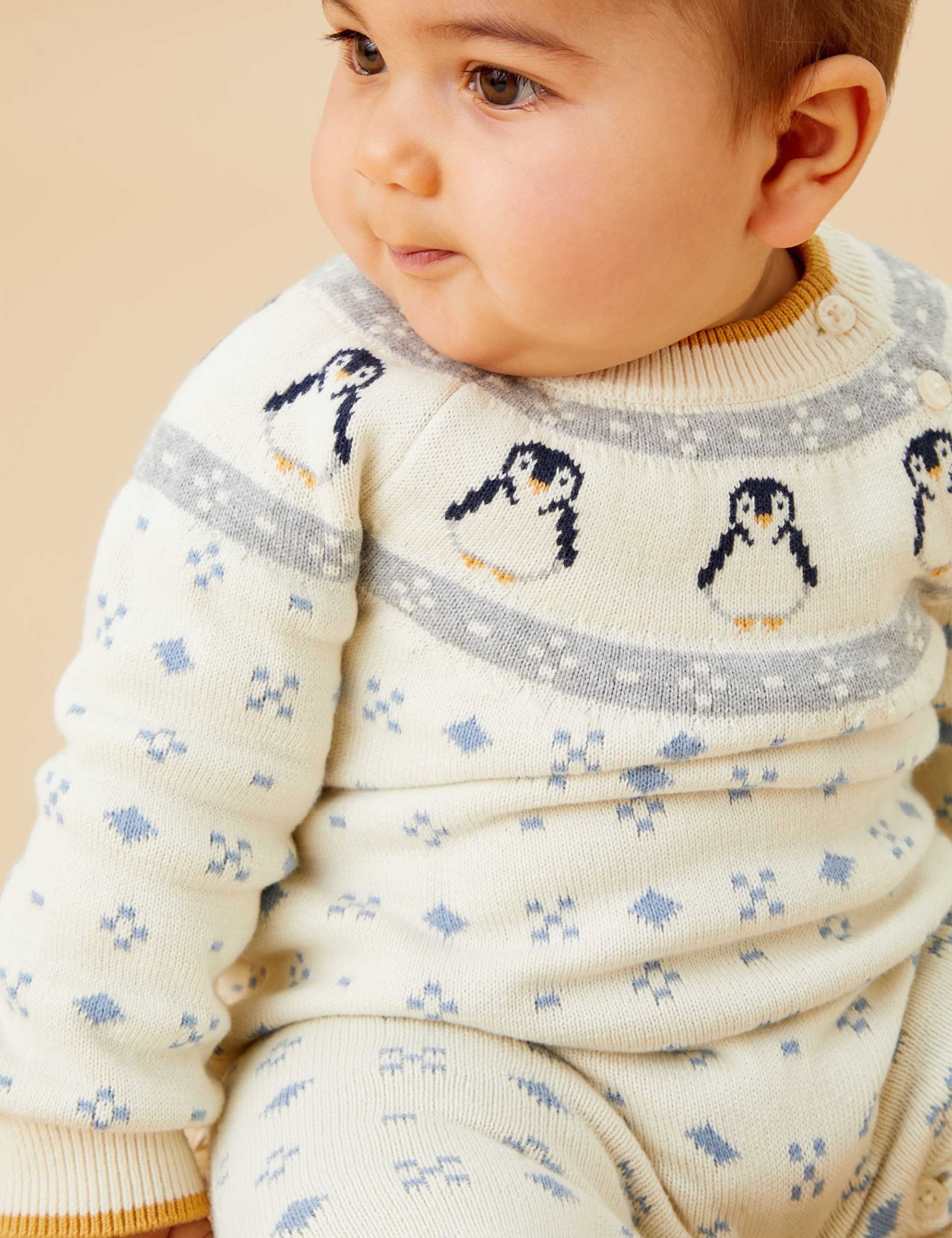 Penguin Fair Isle Knitted Romper (0-18 Mths) 3 of 4