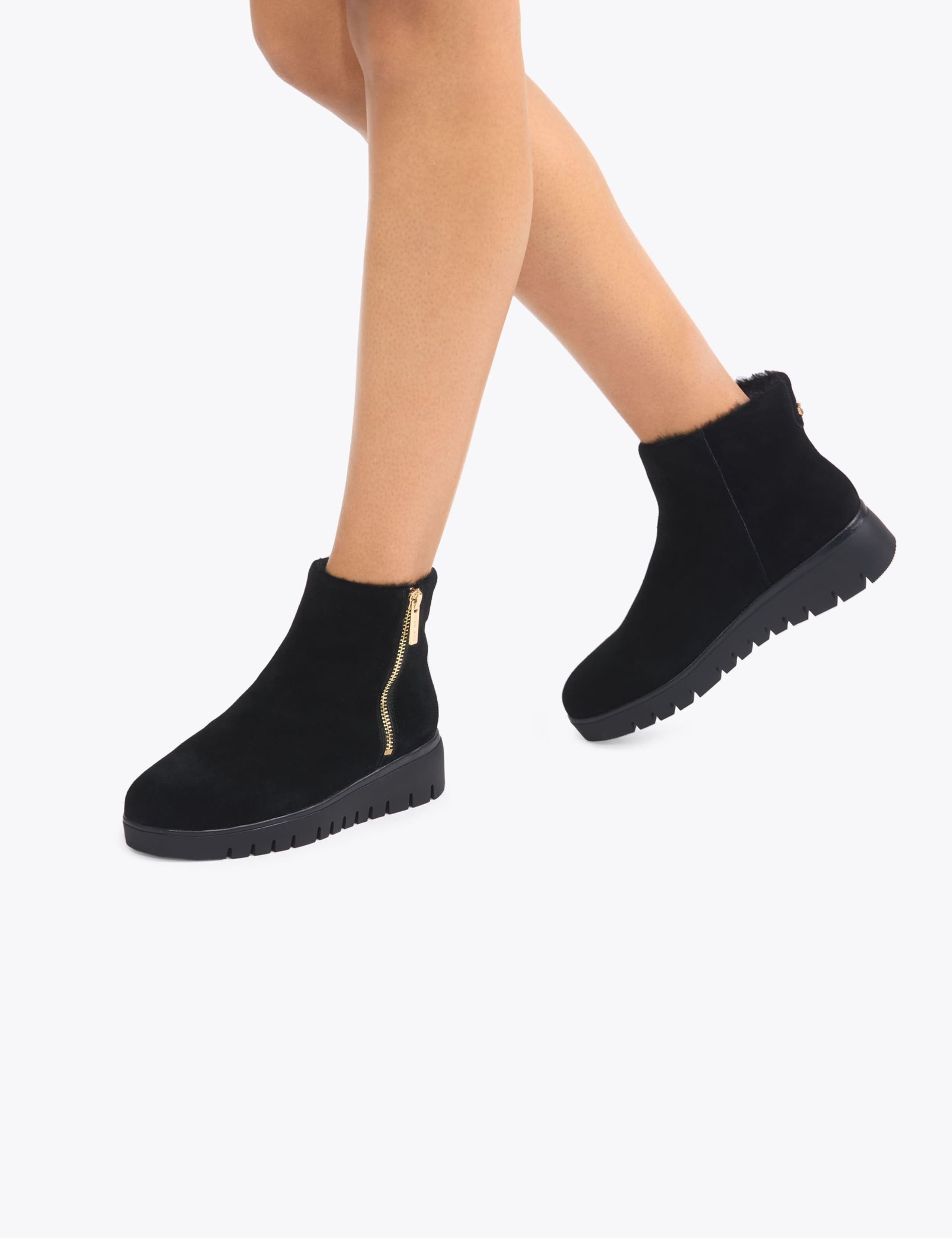 Suede Flatform Round Toe Ankle Boots 2 of 5