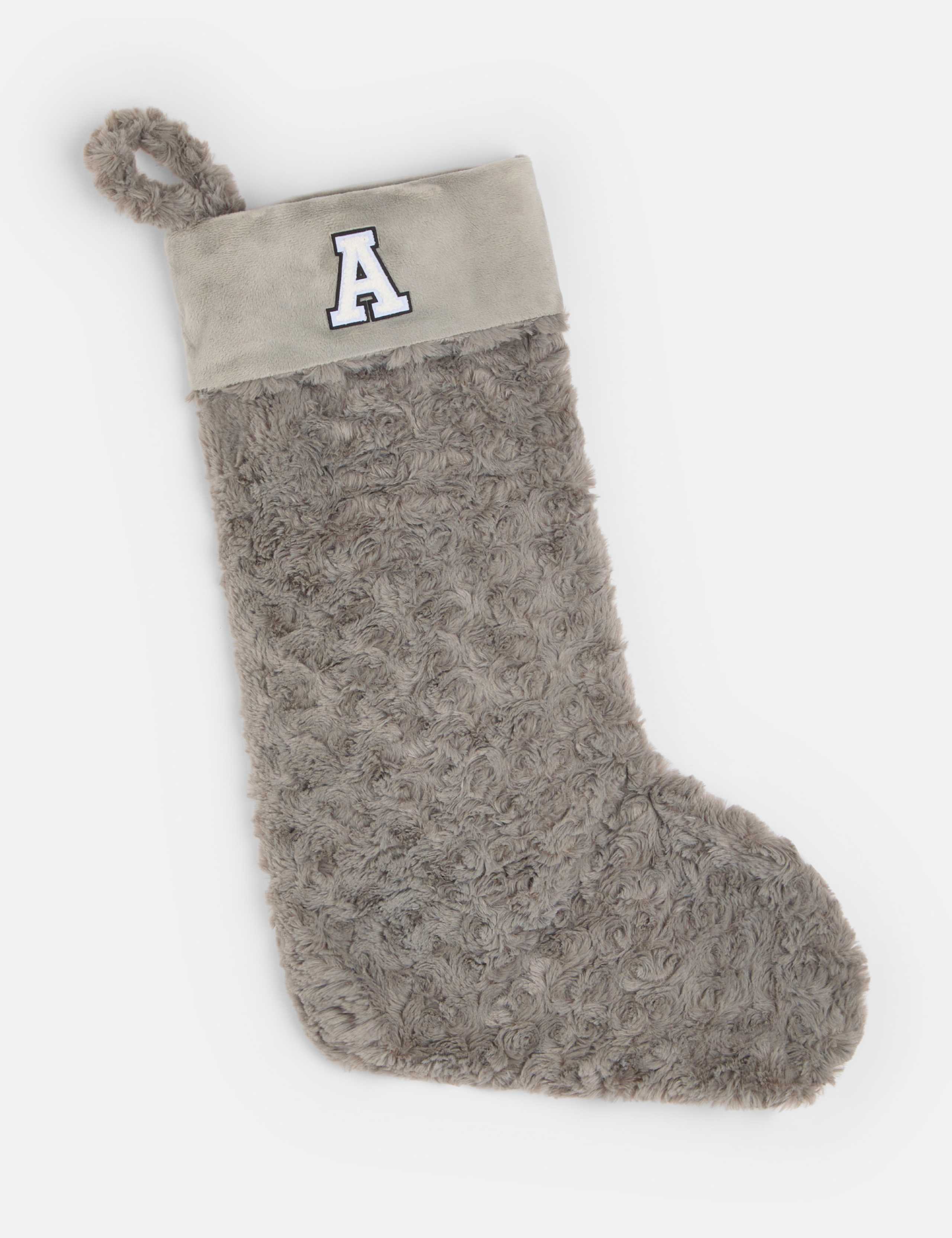 Personalised Letter Grey Plush Stocking by Alphabet 1 of 3