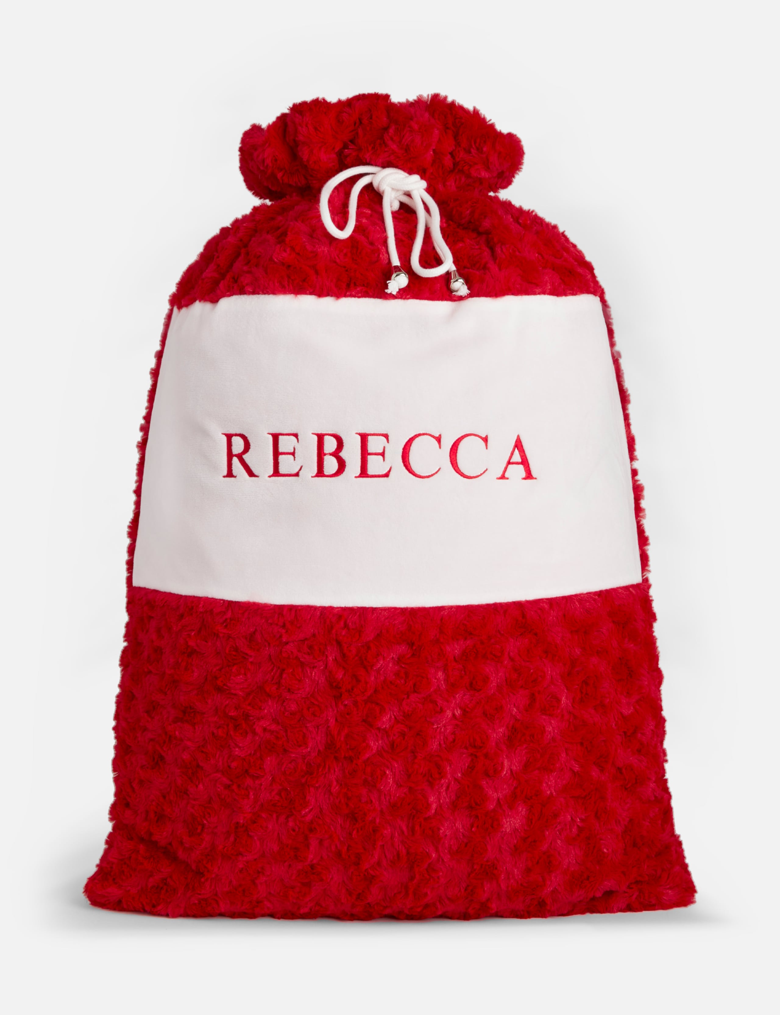Personalised Name Red Plush Santa Sack by Dollymix 1 of 3
