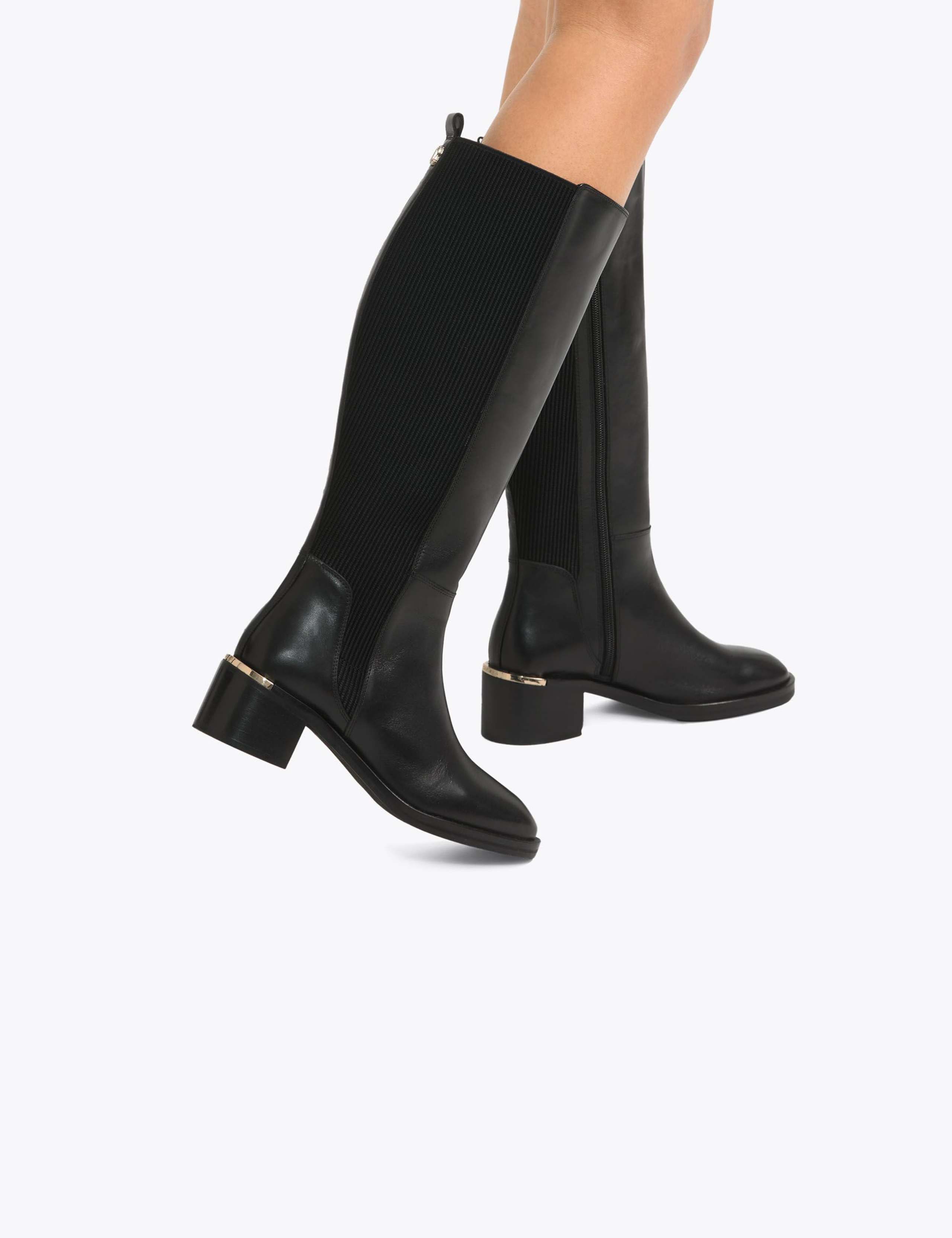Leather Block Heel Knee High Boots 2 of 5
