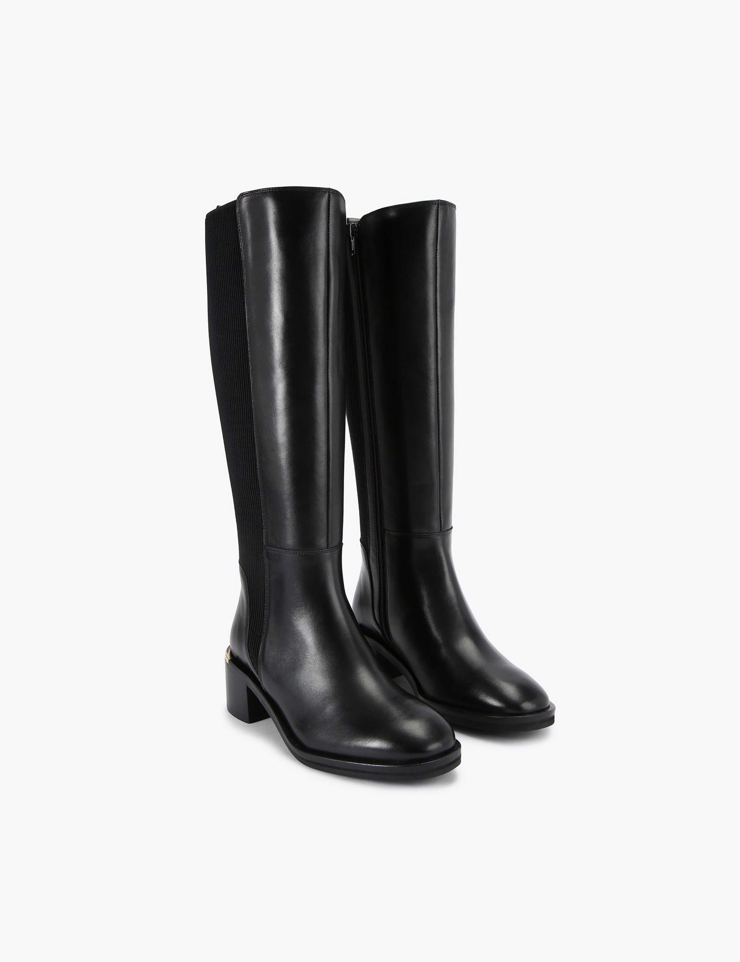 Leather Block Heel Knee High Boots 3 of 5