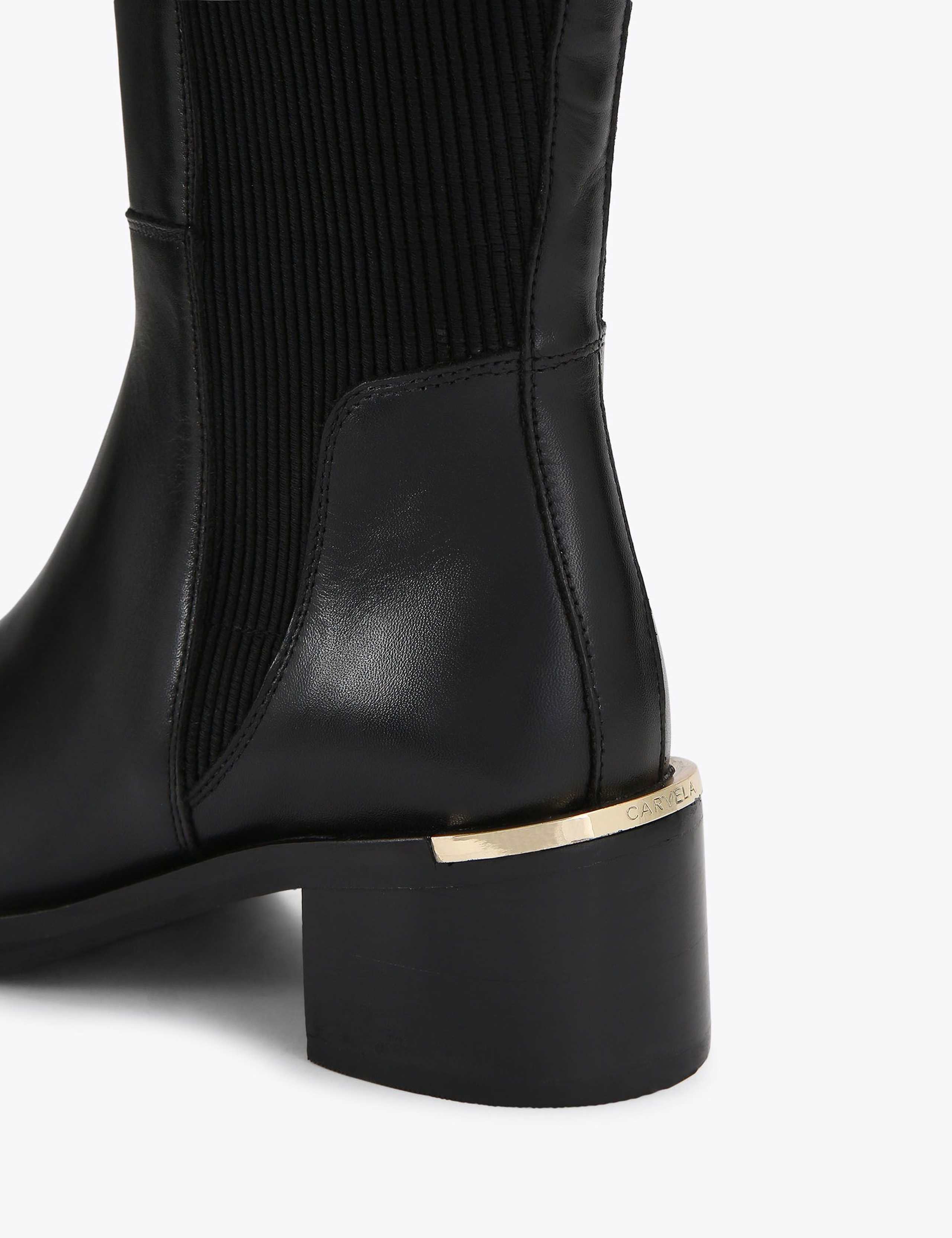 Leather Block Heel Knee High Boots 5 of 5