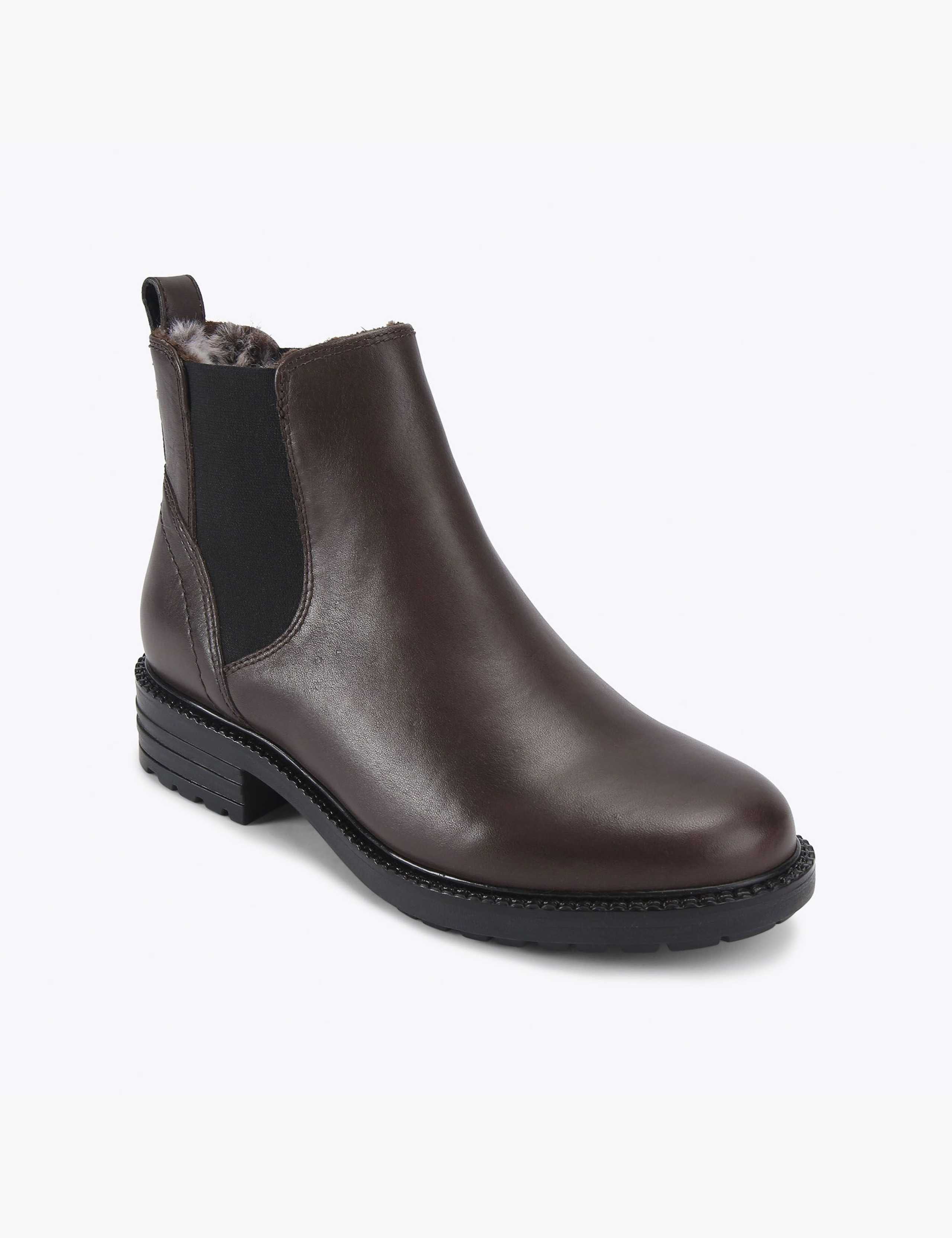 Leather Chelsea Faux Fur Lining Ankle Boots 2 of 4