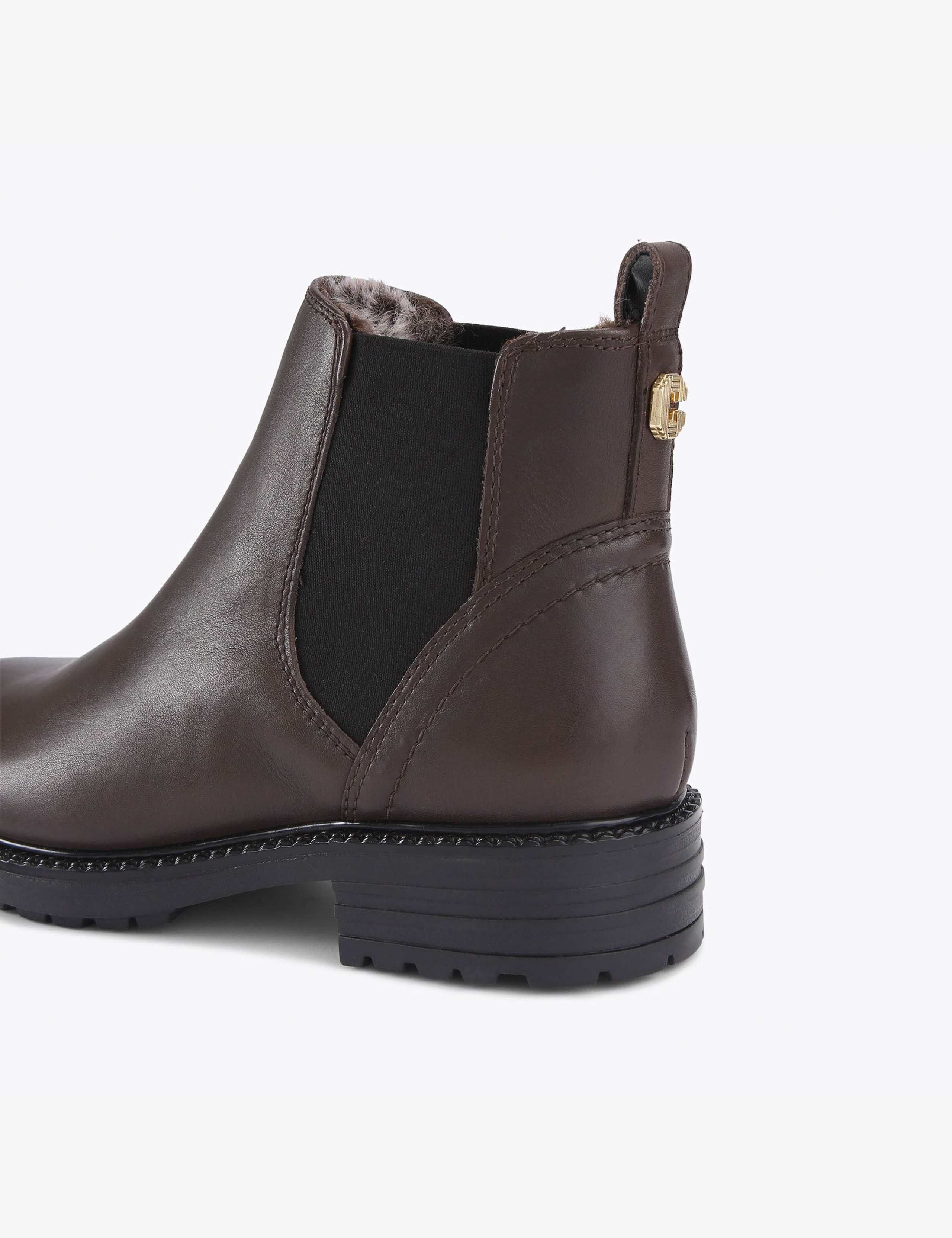 Leather Chelsea Faux Fur Lining Ankle Boots 3 of 4