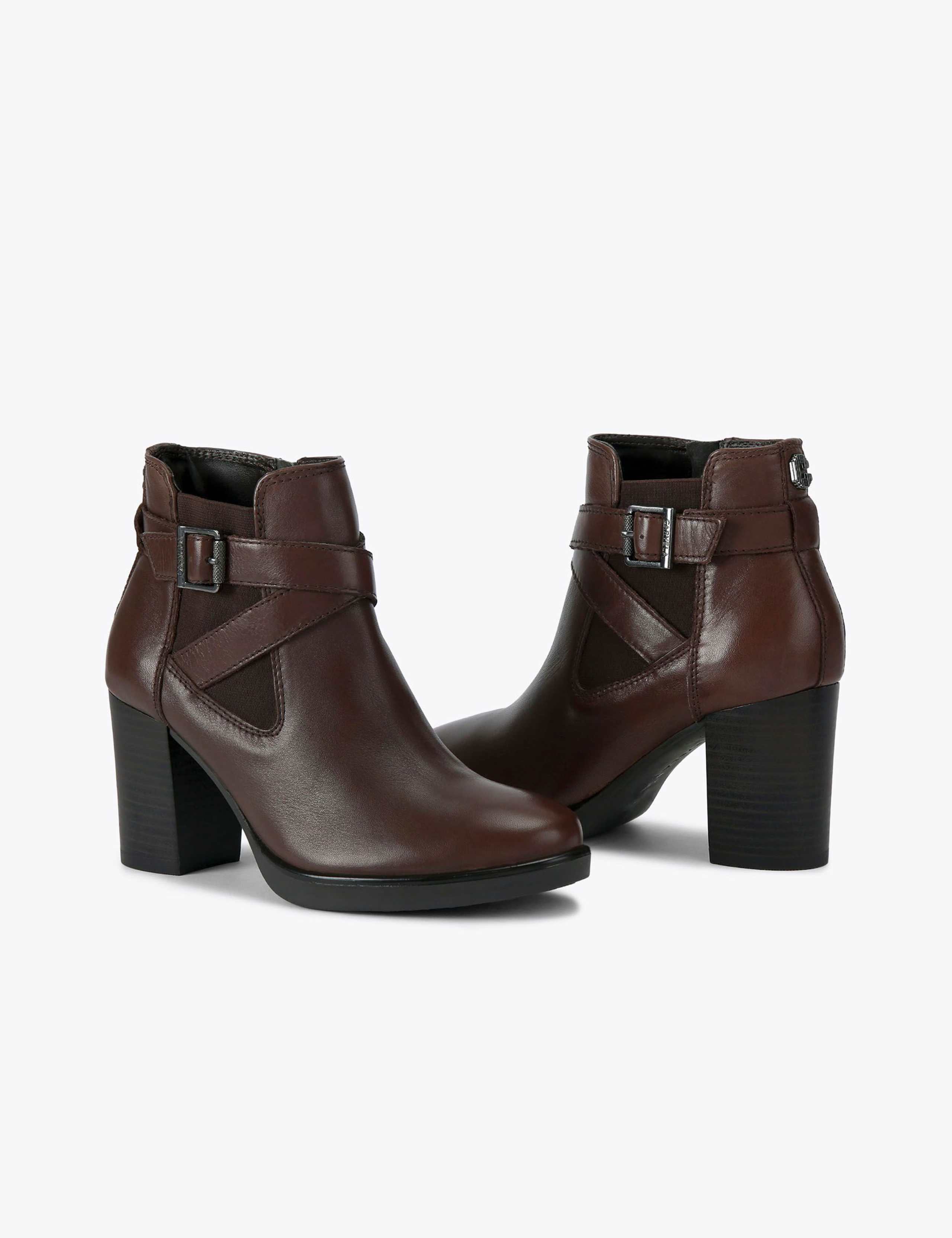 Leather Strap Detail Block Heel Ankle Boots 4 of 5