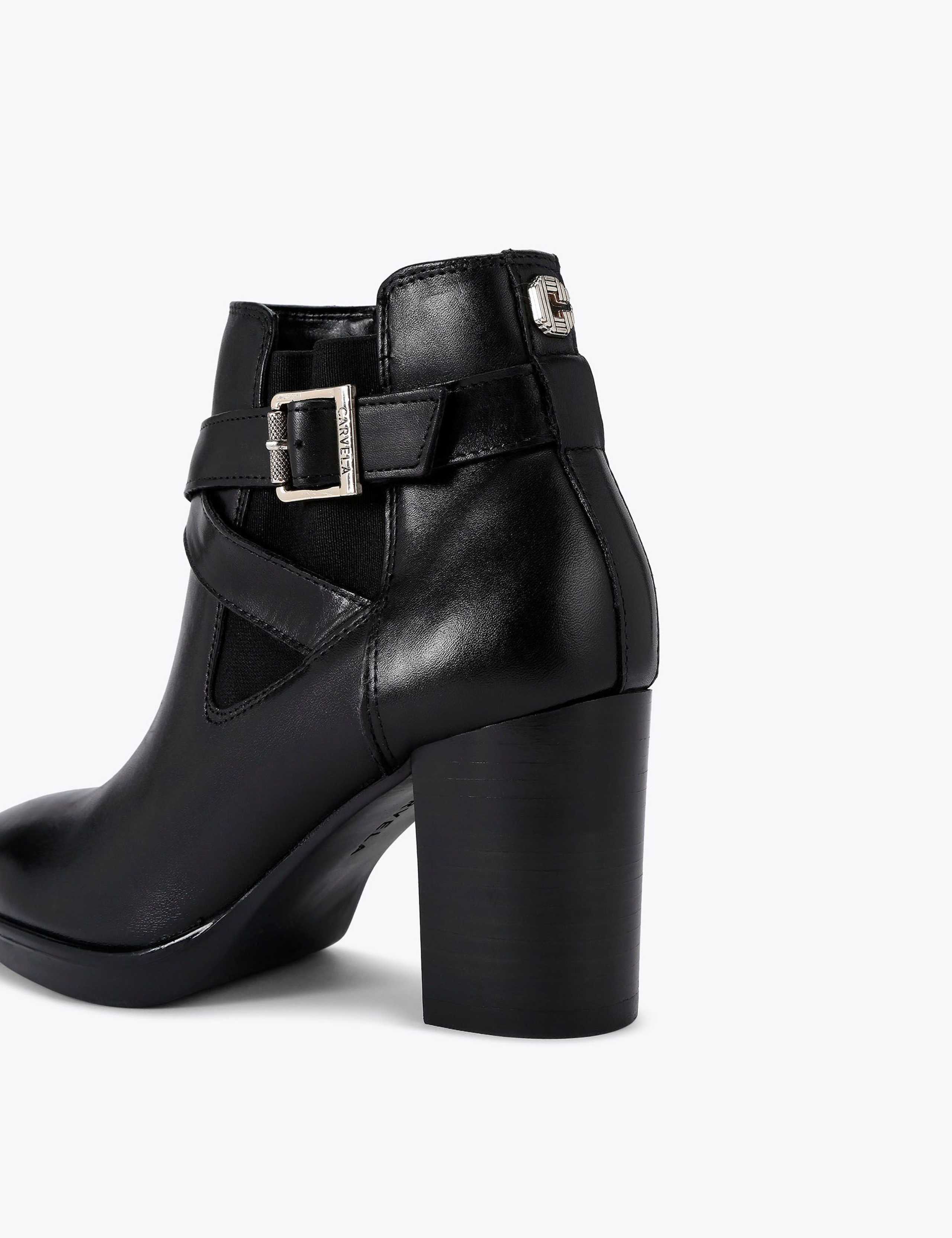 Leather Strap Detail Block Heel Ankle Boots 5 of 5