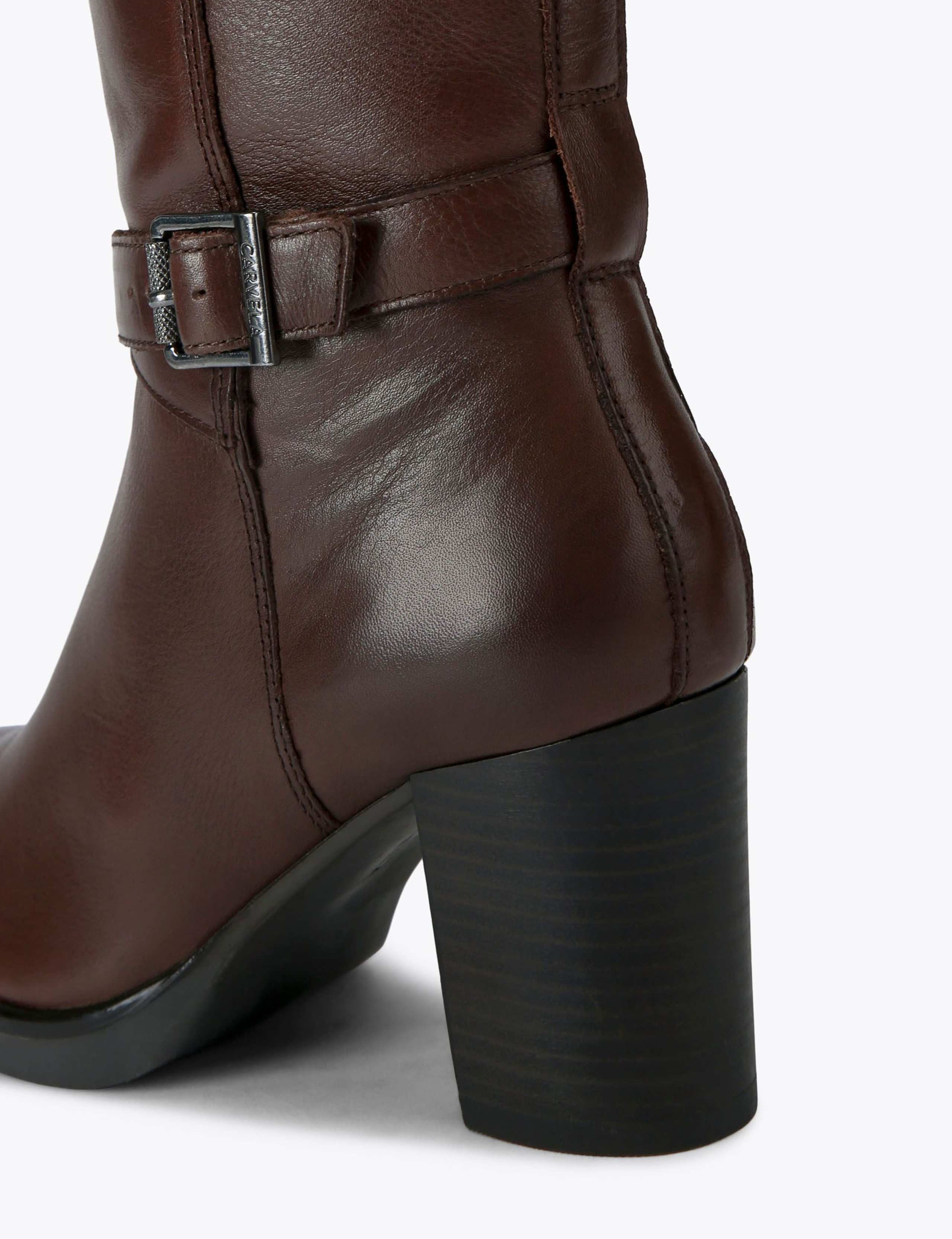 Leather Block Heel Knee High Boots 5 of 5