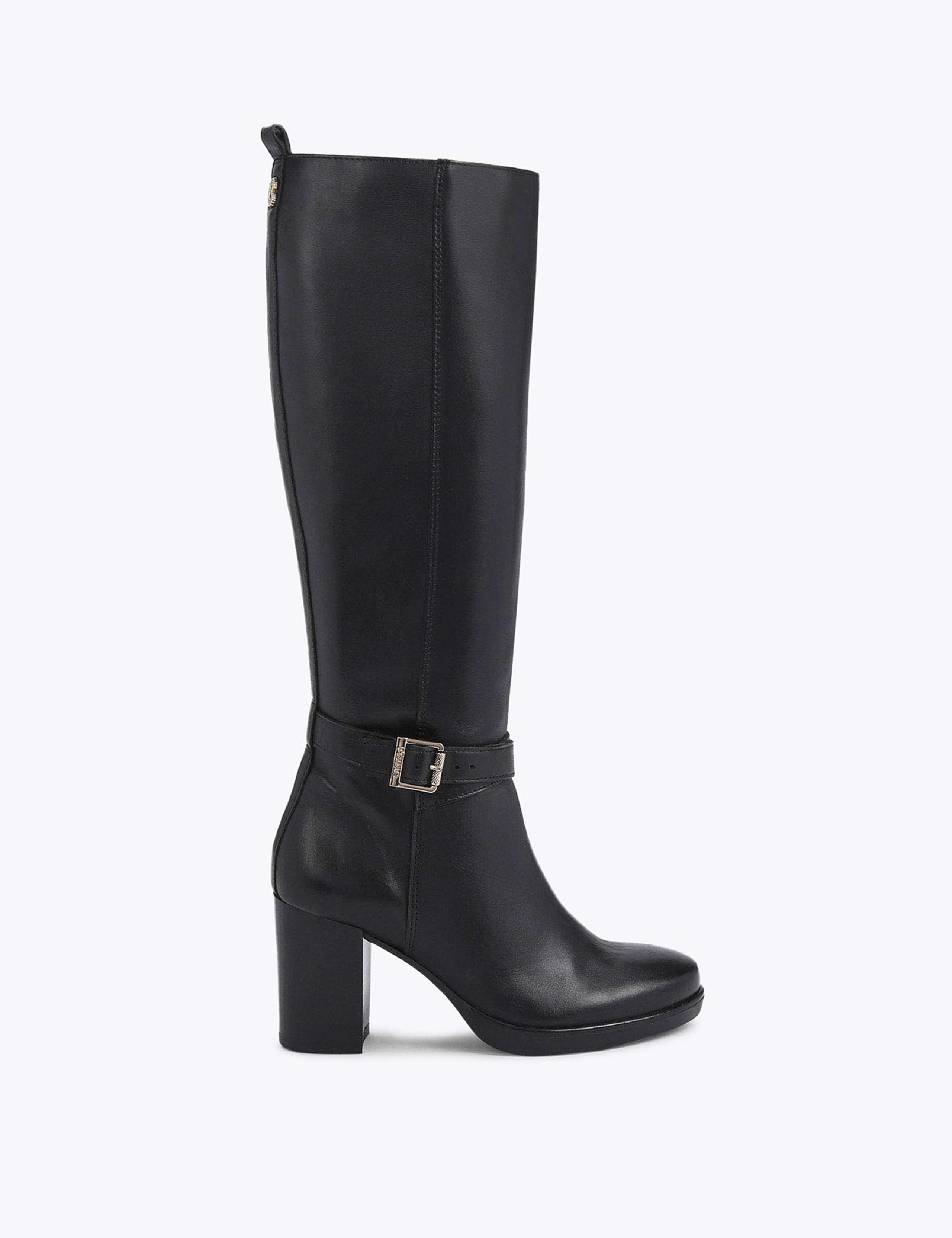 Leather Block Heel Knee High Boots 1 of 5