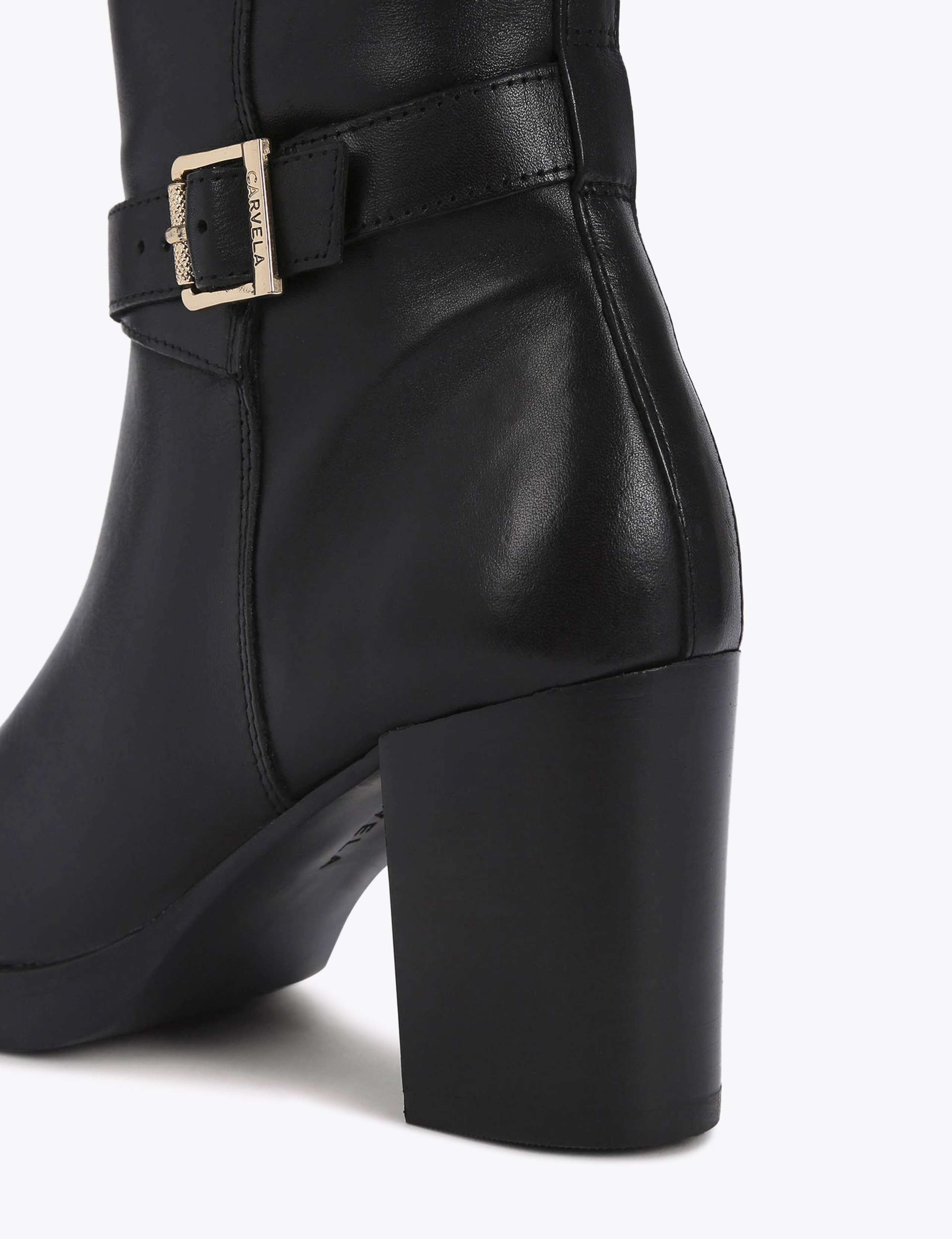 Leather Block Heel Knee High Boots 4 of 5