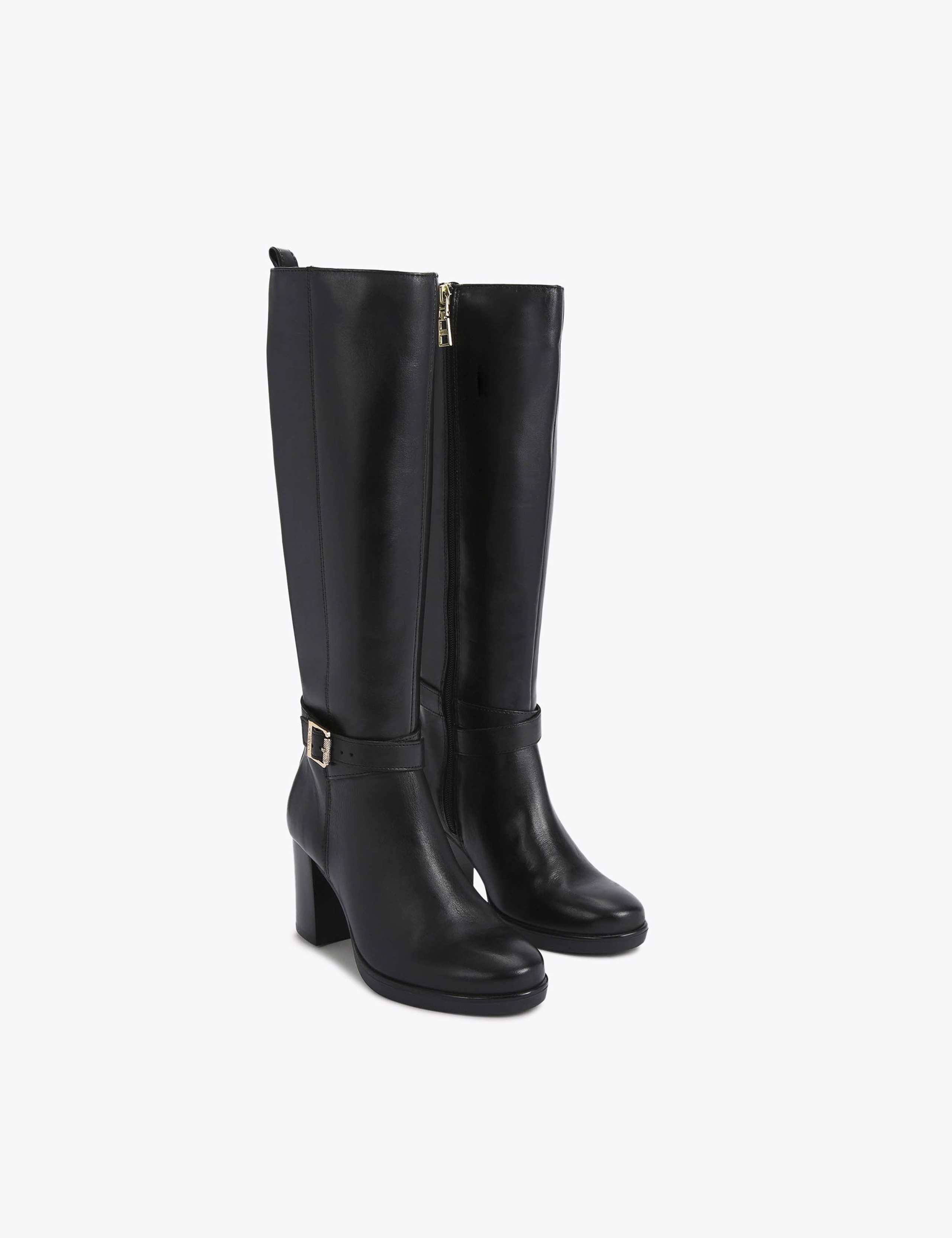 Leather Block Heel Knee High Boots 5 of 5