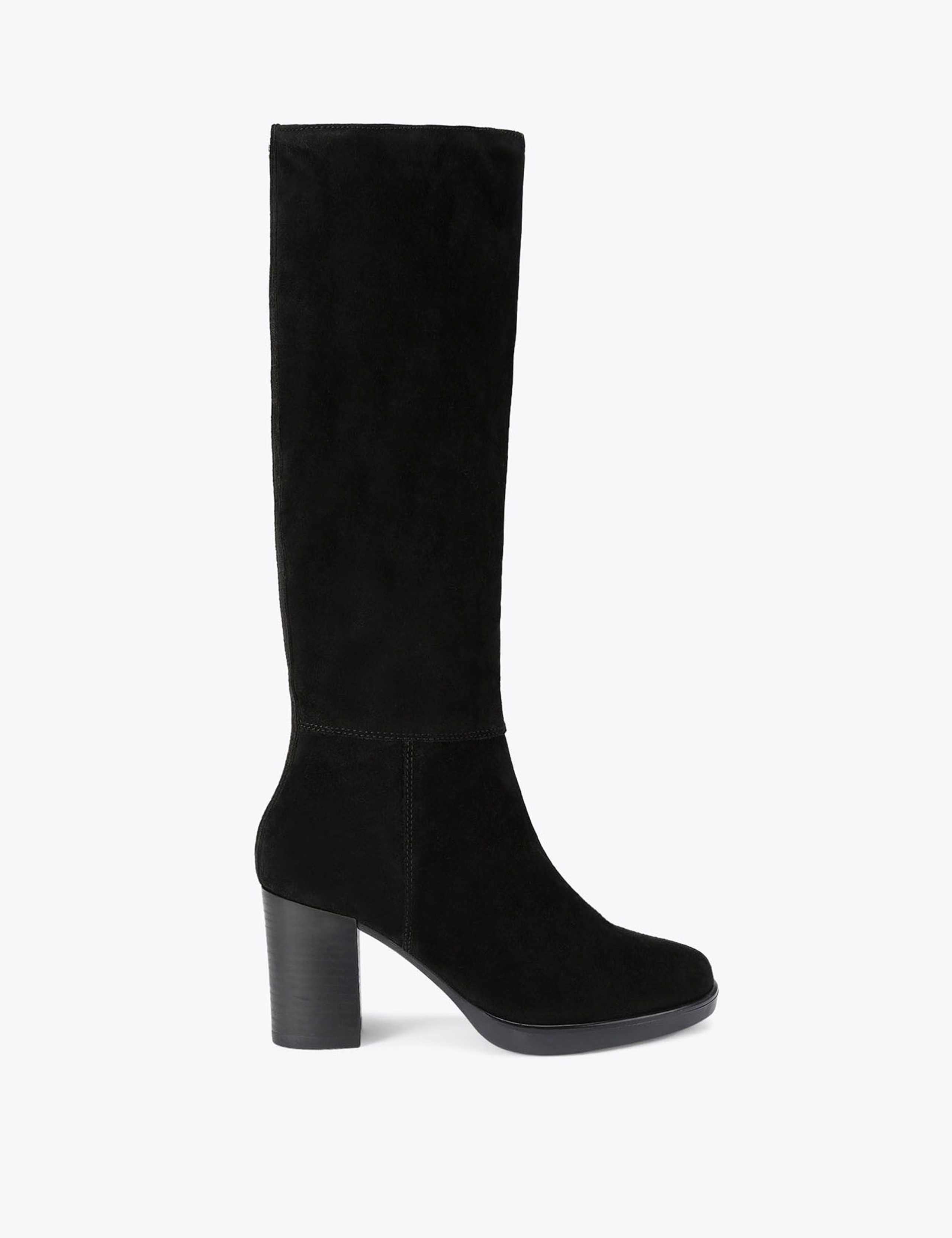 Suede Block Heel Knee High Boots 1 of 4