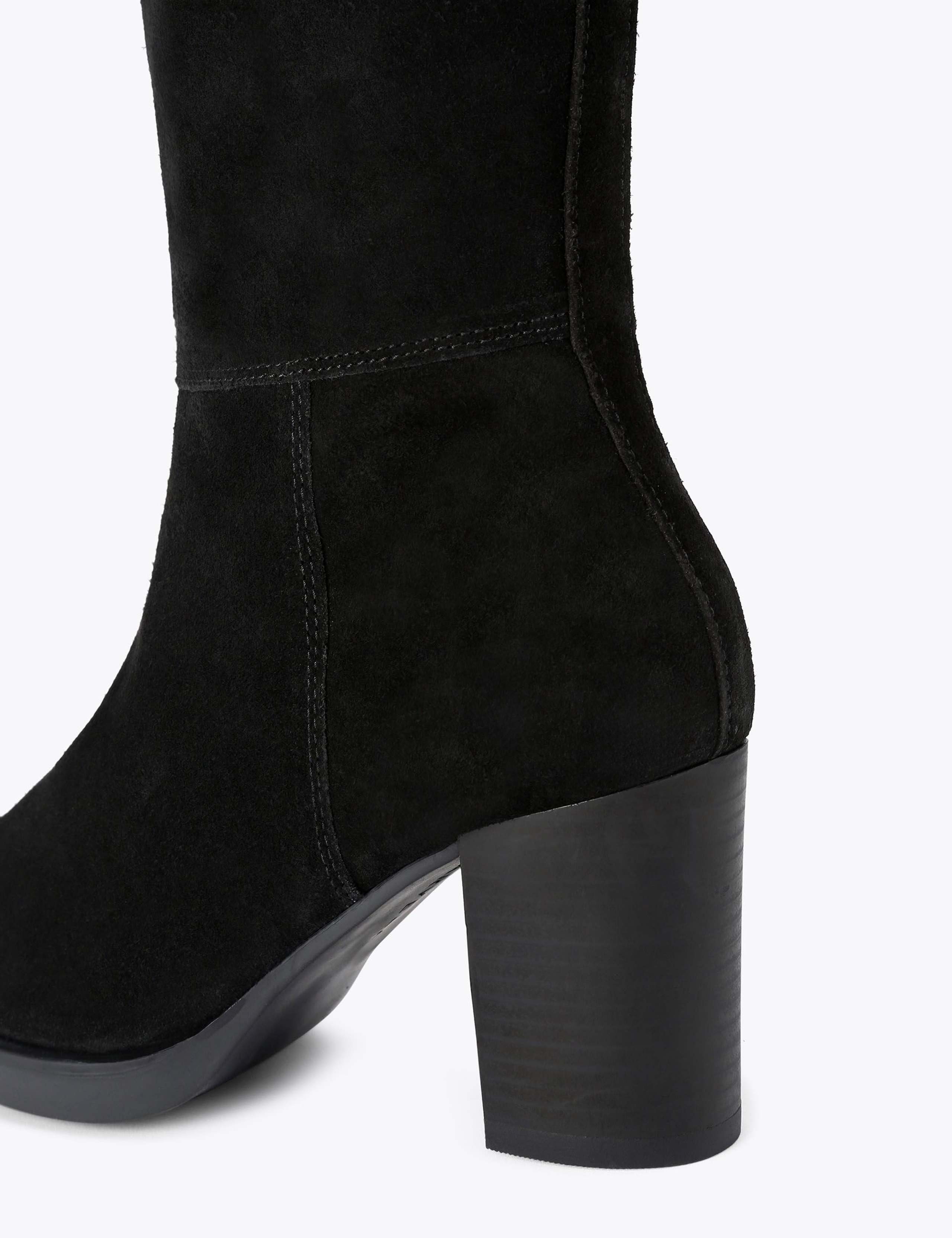 Suede Block Heel Knee High Boots 2 of 4
